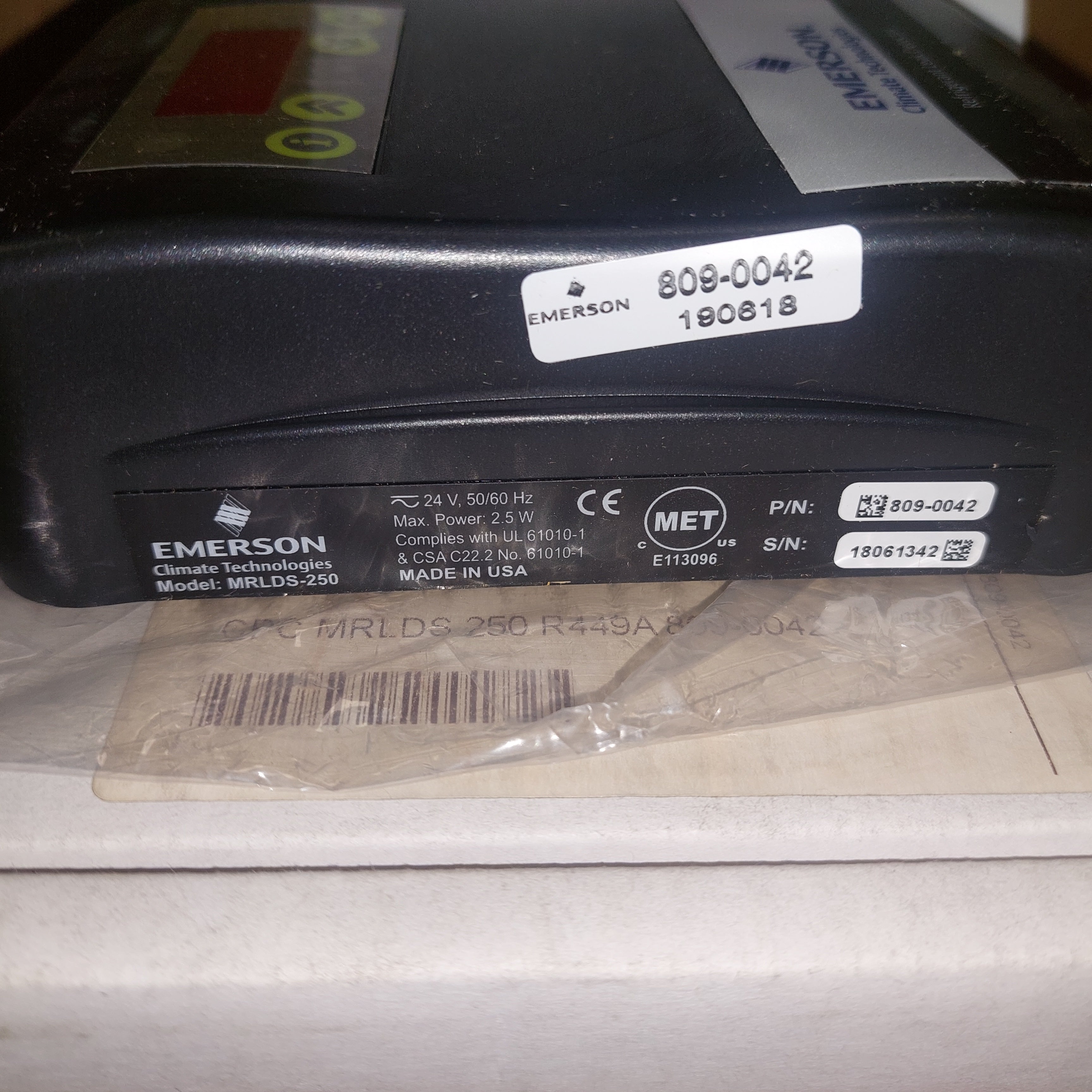 Emerson Single Zone MRLDS-250 Chiller Gas Leak Detector New