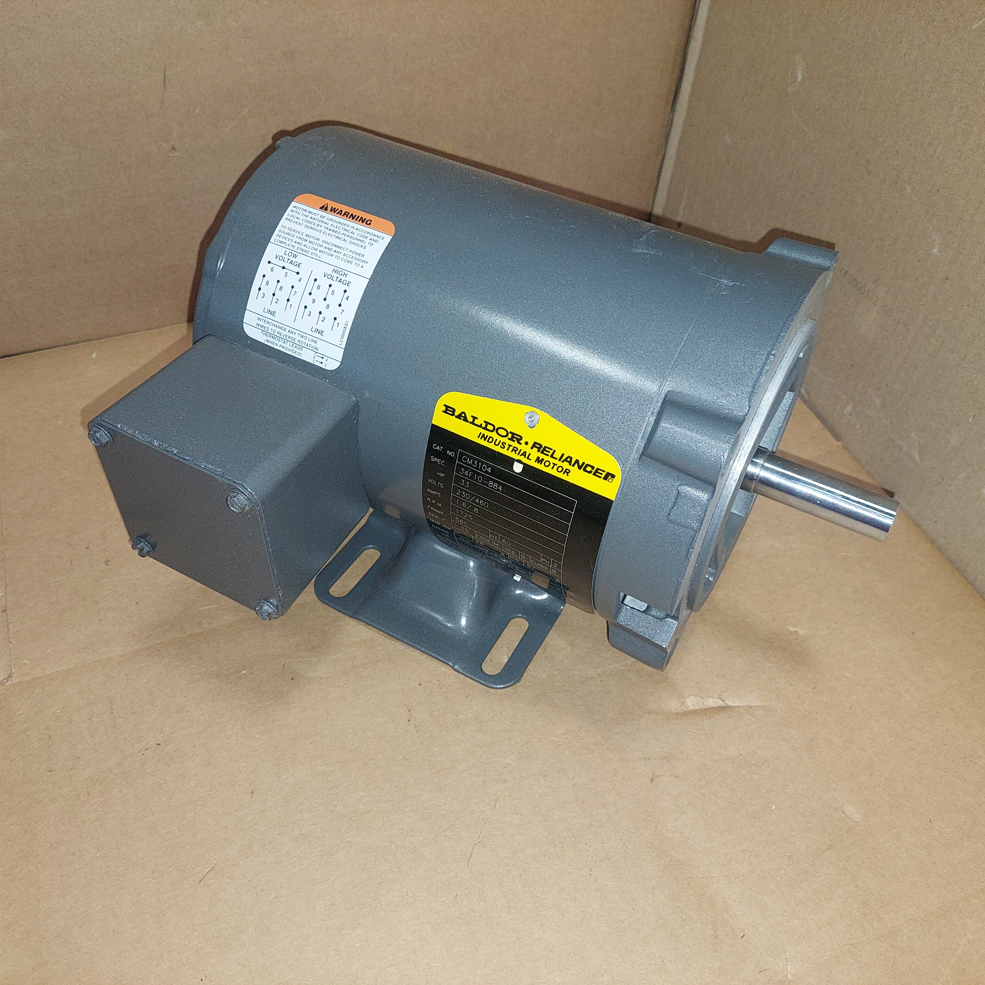 Baldor CM3104 .33 HP 230/460 3PH Fr. 58C 1725 RPM New