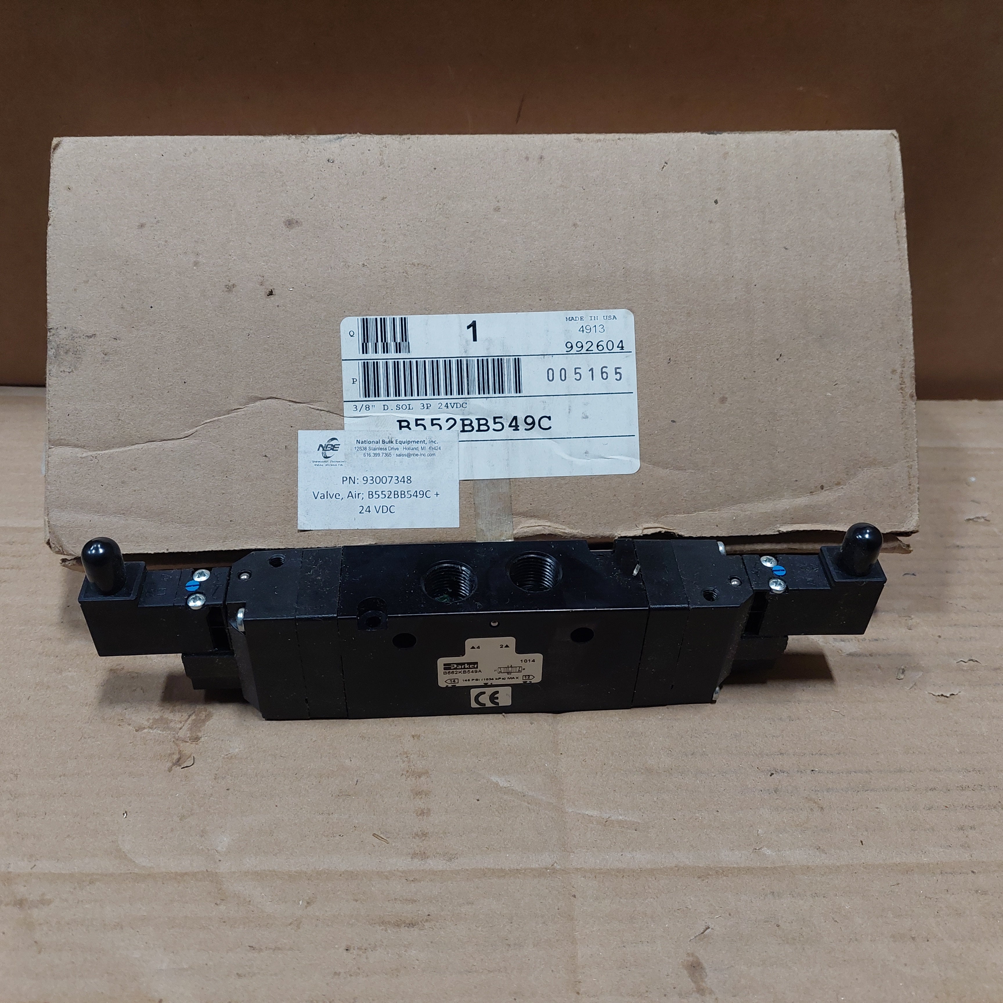 Parker B552BB549C Double Solenoid 4-way 2-position Valve New