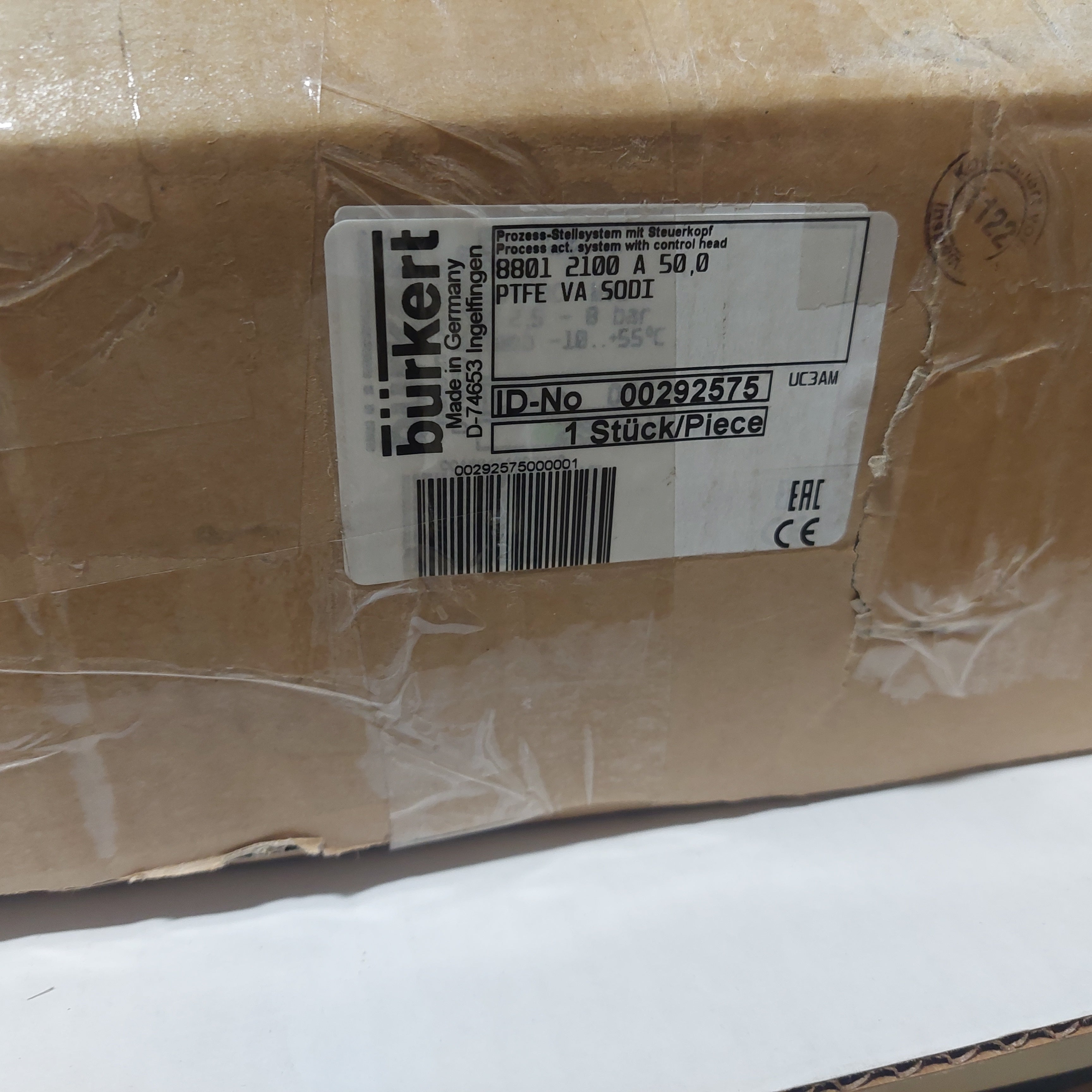 Burkert 292575 2" Angle Seat Valve 8801 2100 A 50,0 PFTE VA SODI 316SS New