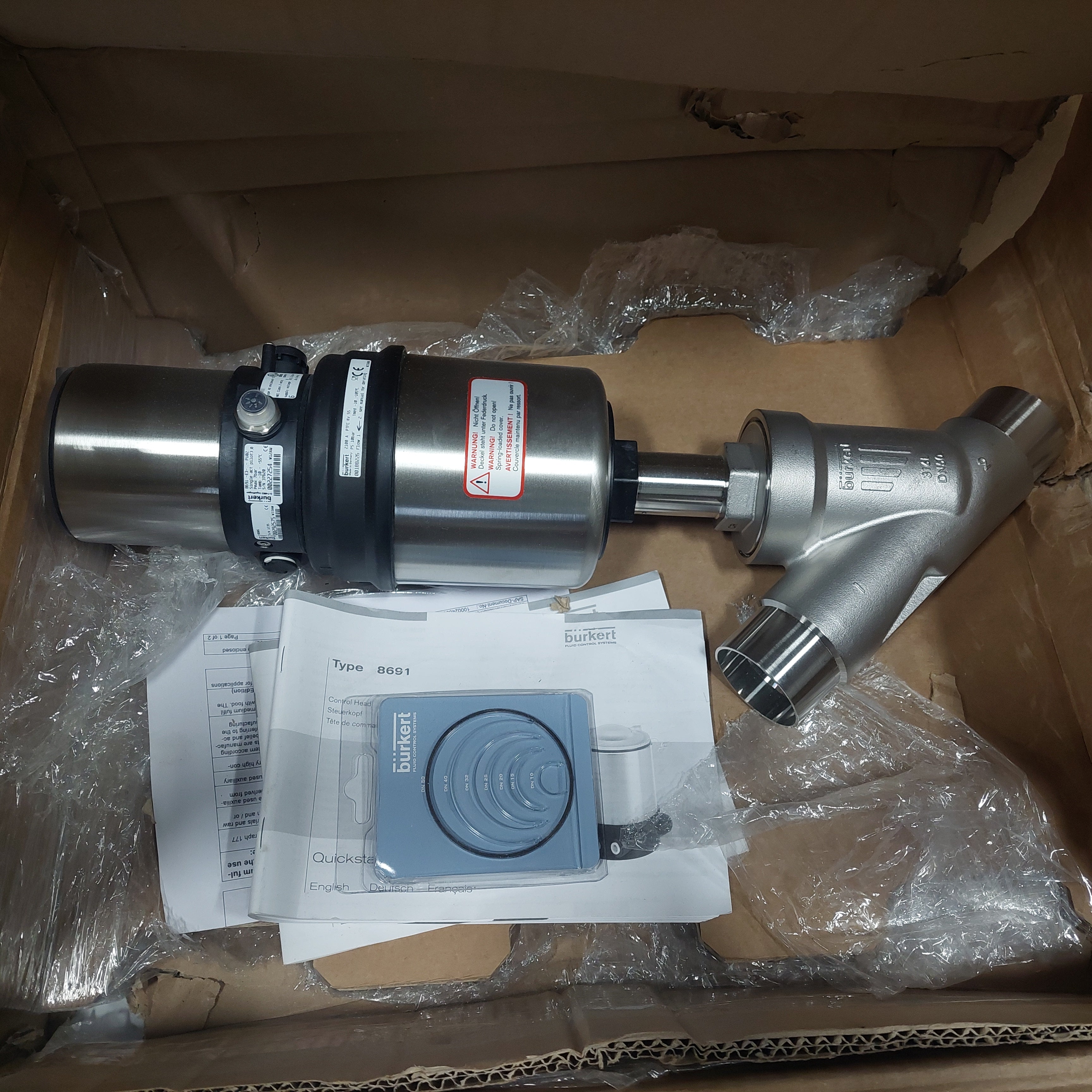 Burkert 292575 2" Angle Seat Valve 8801 2100 A 50,0 PFTE VA SODI 316SS New