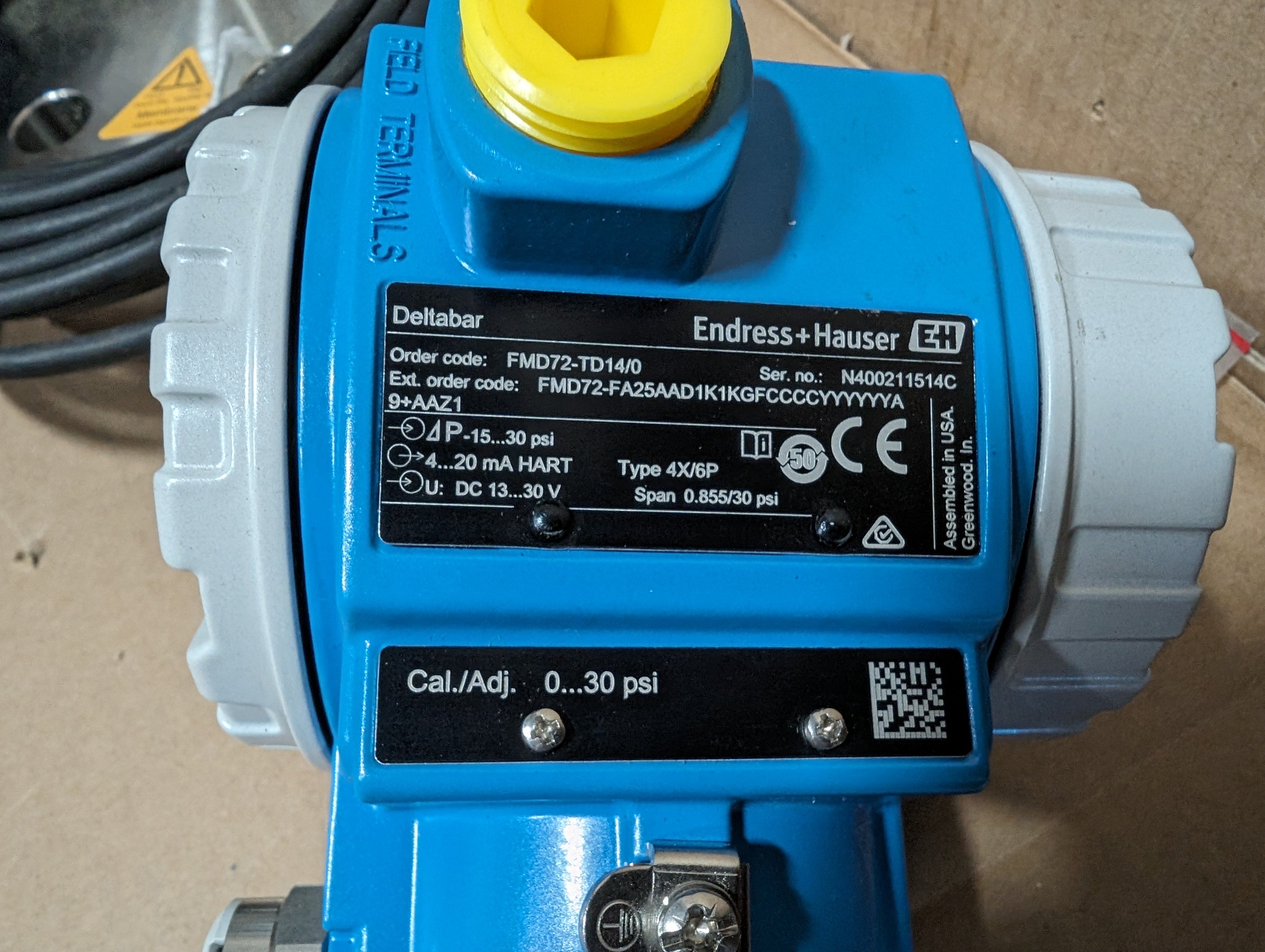 2018 Endress Hauser Deltabar FMD72-TD14/0 Differential Pressure Transmit New
