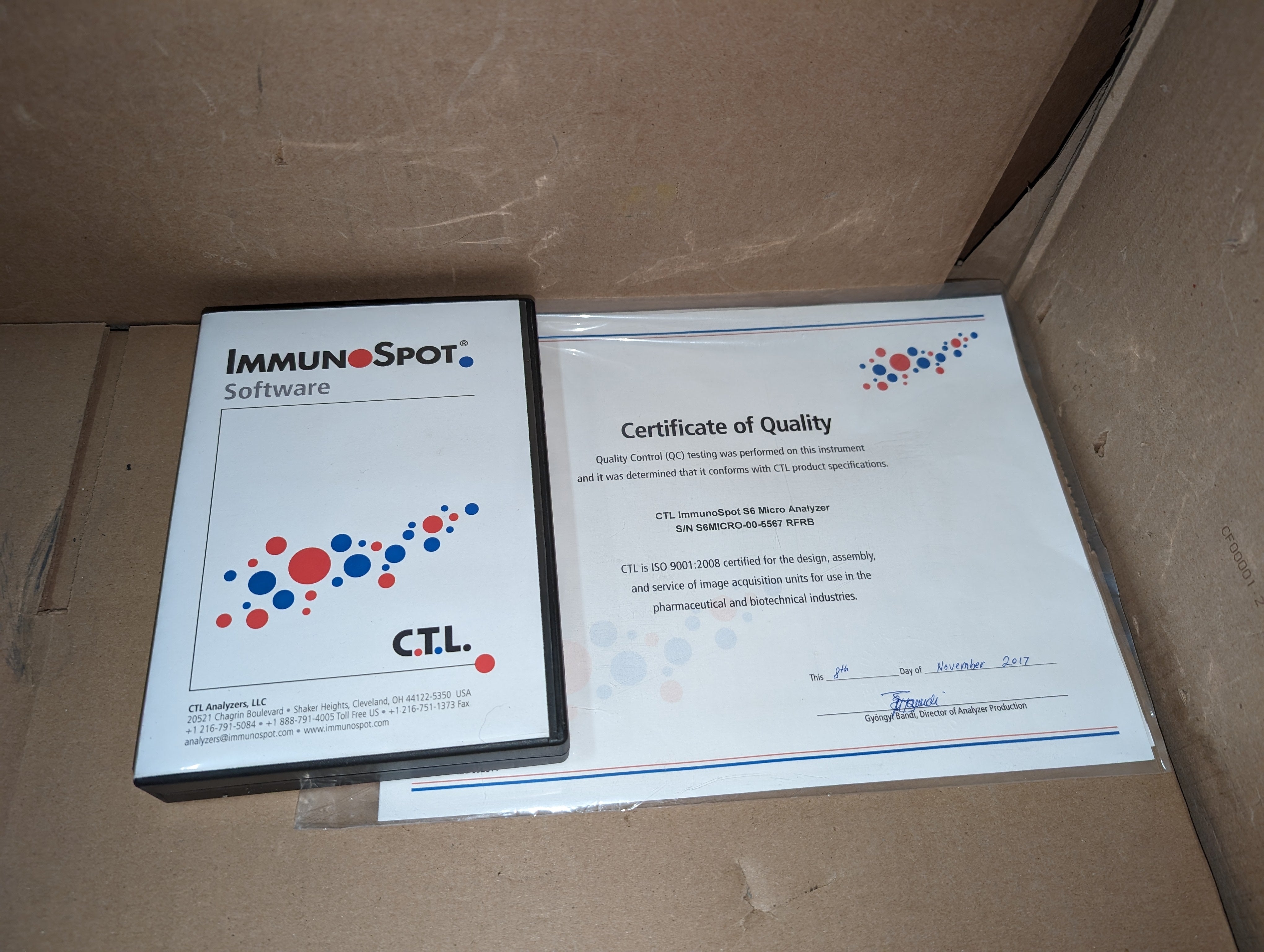 2017 CTL S6MICRO-00-5567 RFRB ImmunoCapture v7.0 "AS IS"