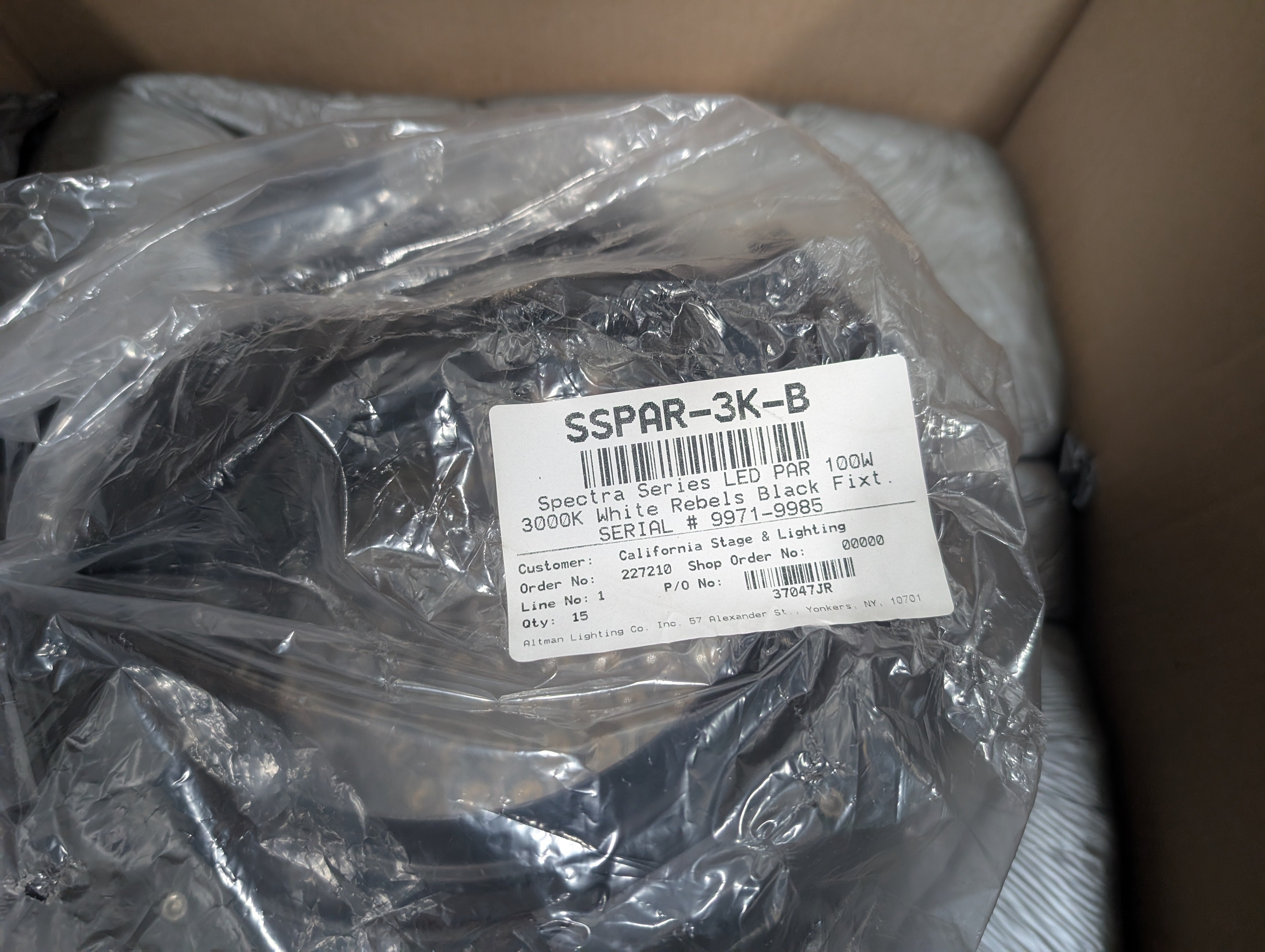 Altman SSPAR-3K-B Spectra LED PAR 100W 3000K White Rebels Black New