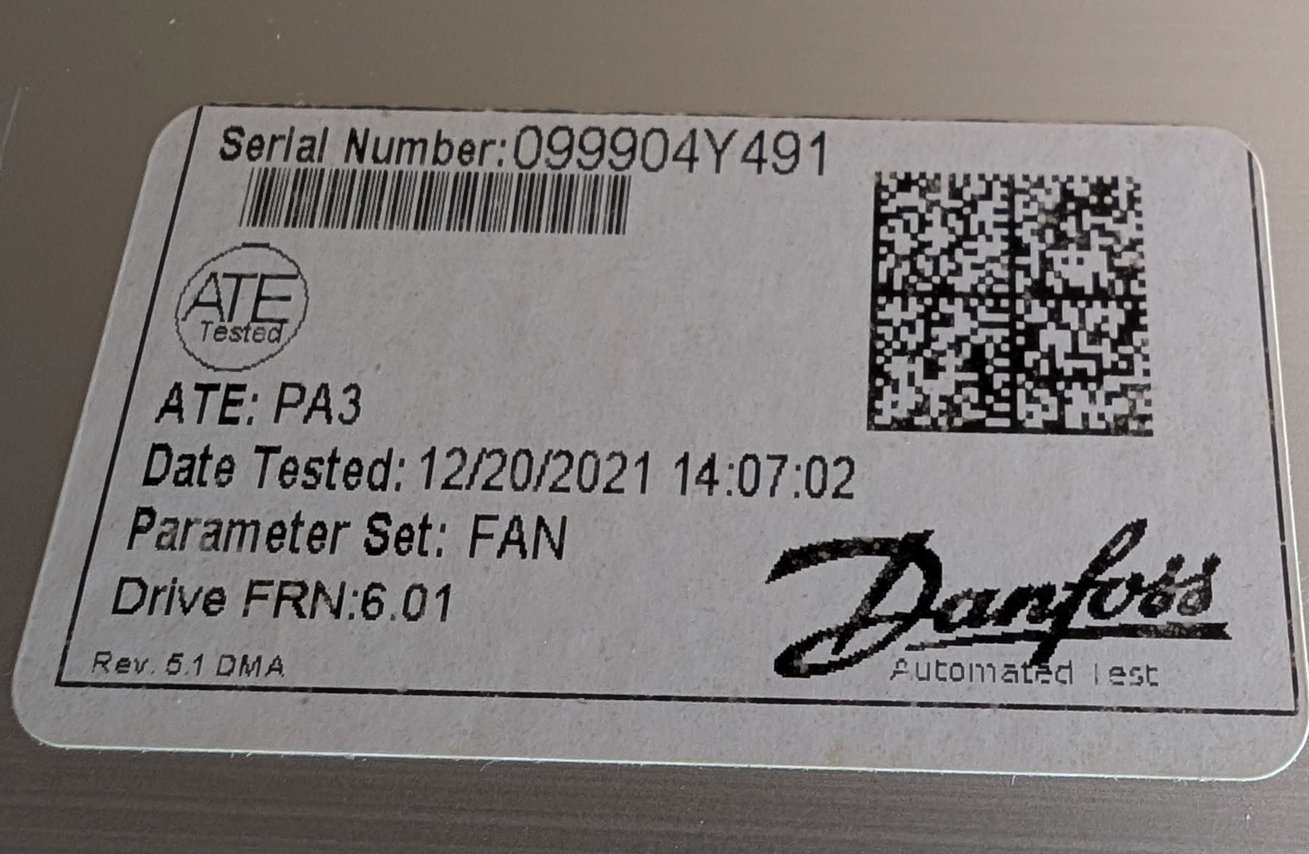 2021 Danfoss 60HP VLT HVAC Drive w/Bypass 131F0783, 174Z2416 73A, 460V, New