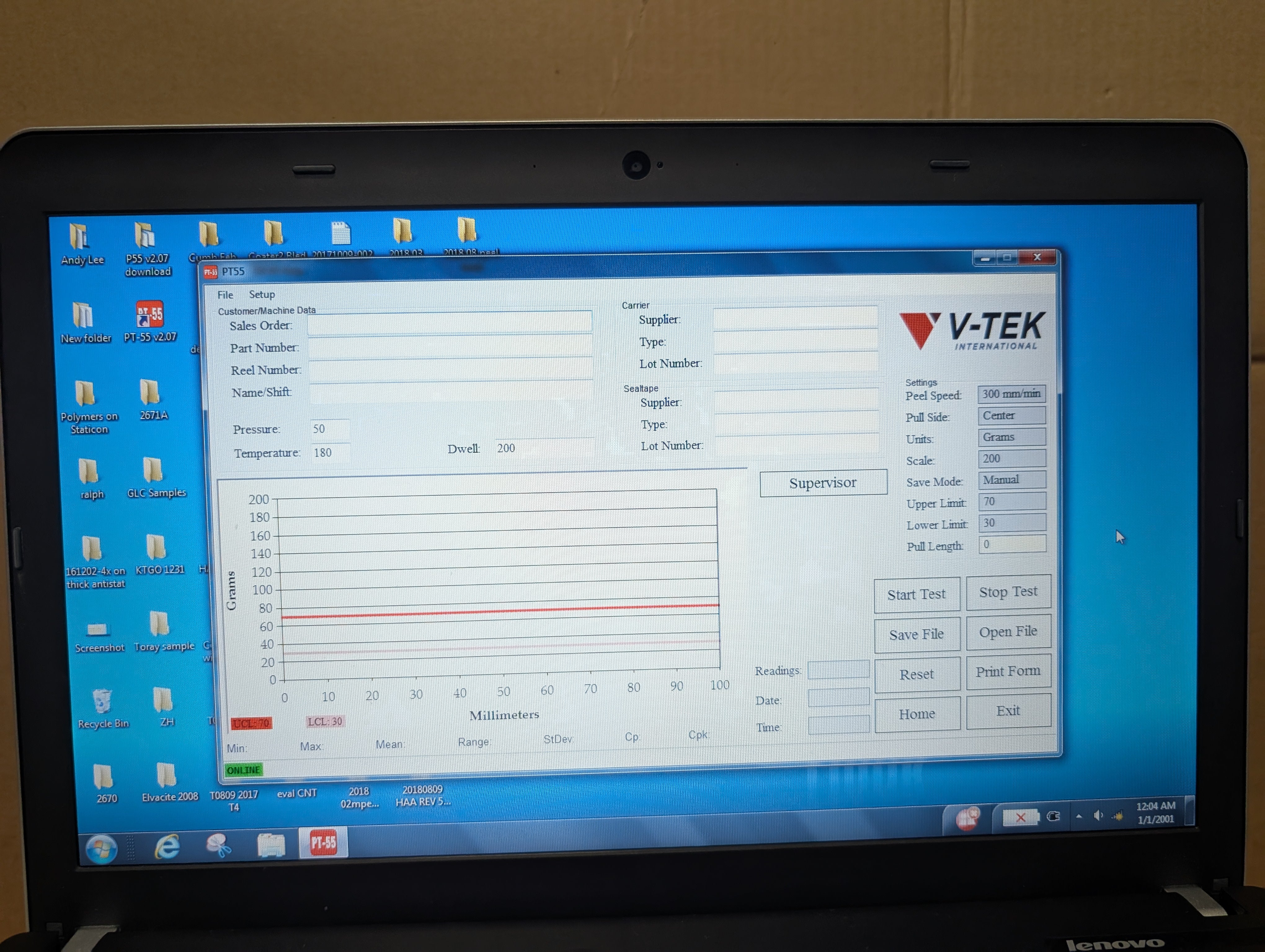 2013 V-Tek PT-55 Peel Force Tester Used