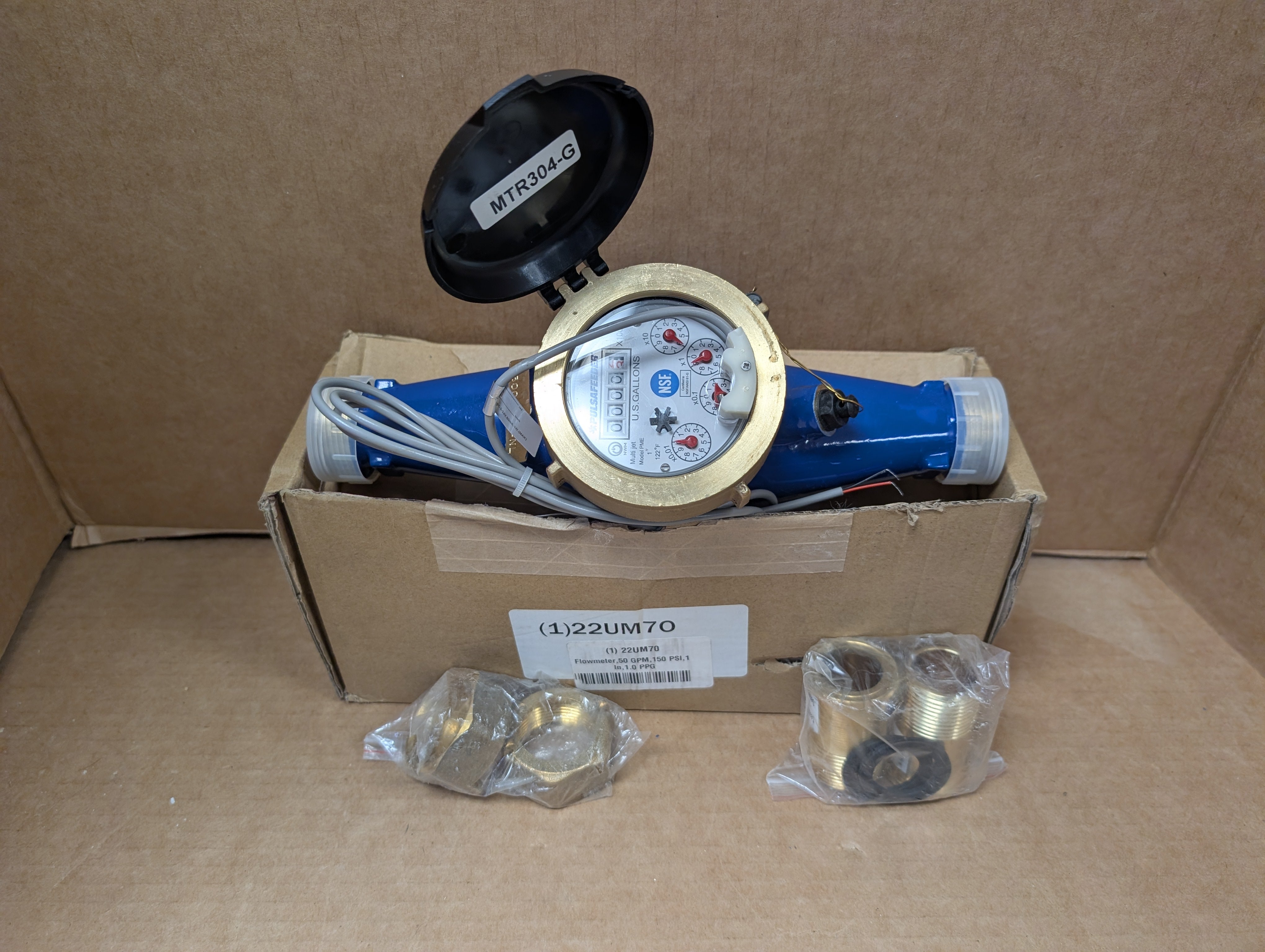 PULSAFEEDER MTR304-G Flowmeter 50 GPM 150 PSI 1 In 1.0 PPG 22UM70 New