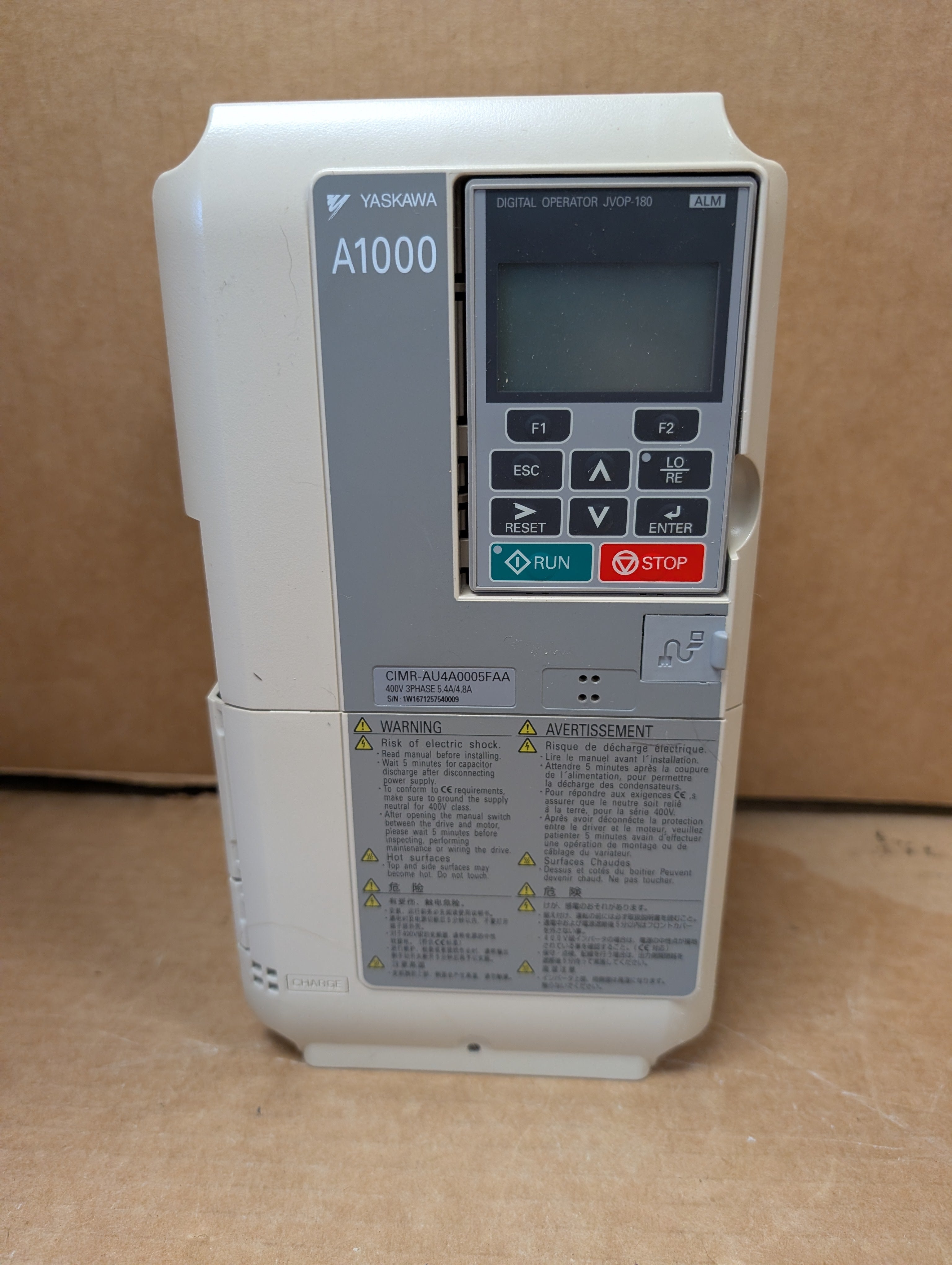 YASKAWA A1000 CIMR-AU4A0005FAA Rev. E 480V 3PH 3 HP SI-EN3 Ethernet Keypad Used