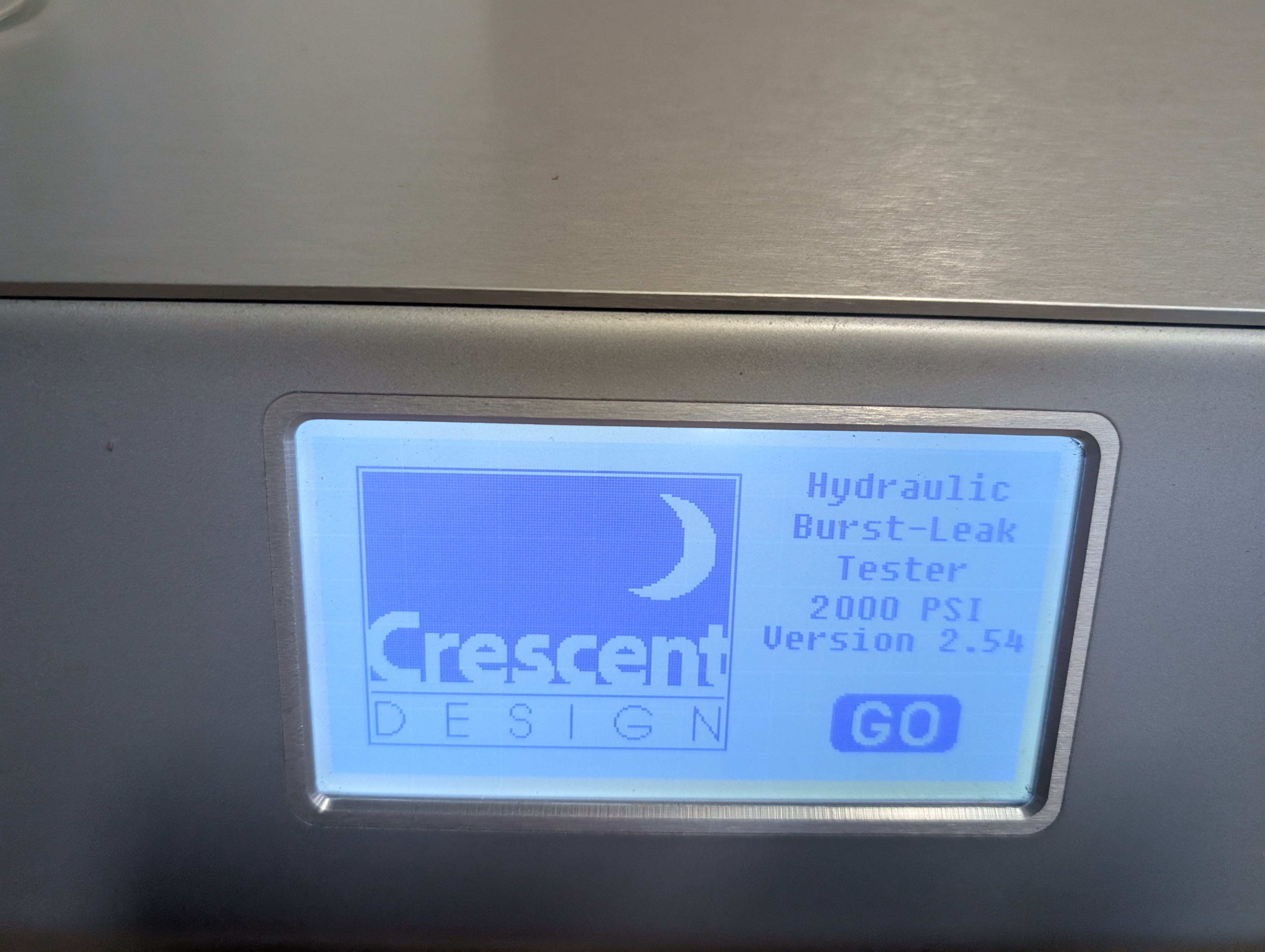 Crescent Design HBLT 2000 Hydraulic Burst and Leak Tester 2,000 psi Used
