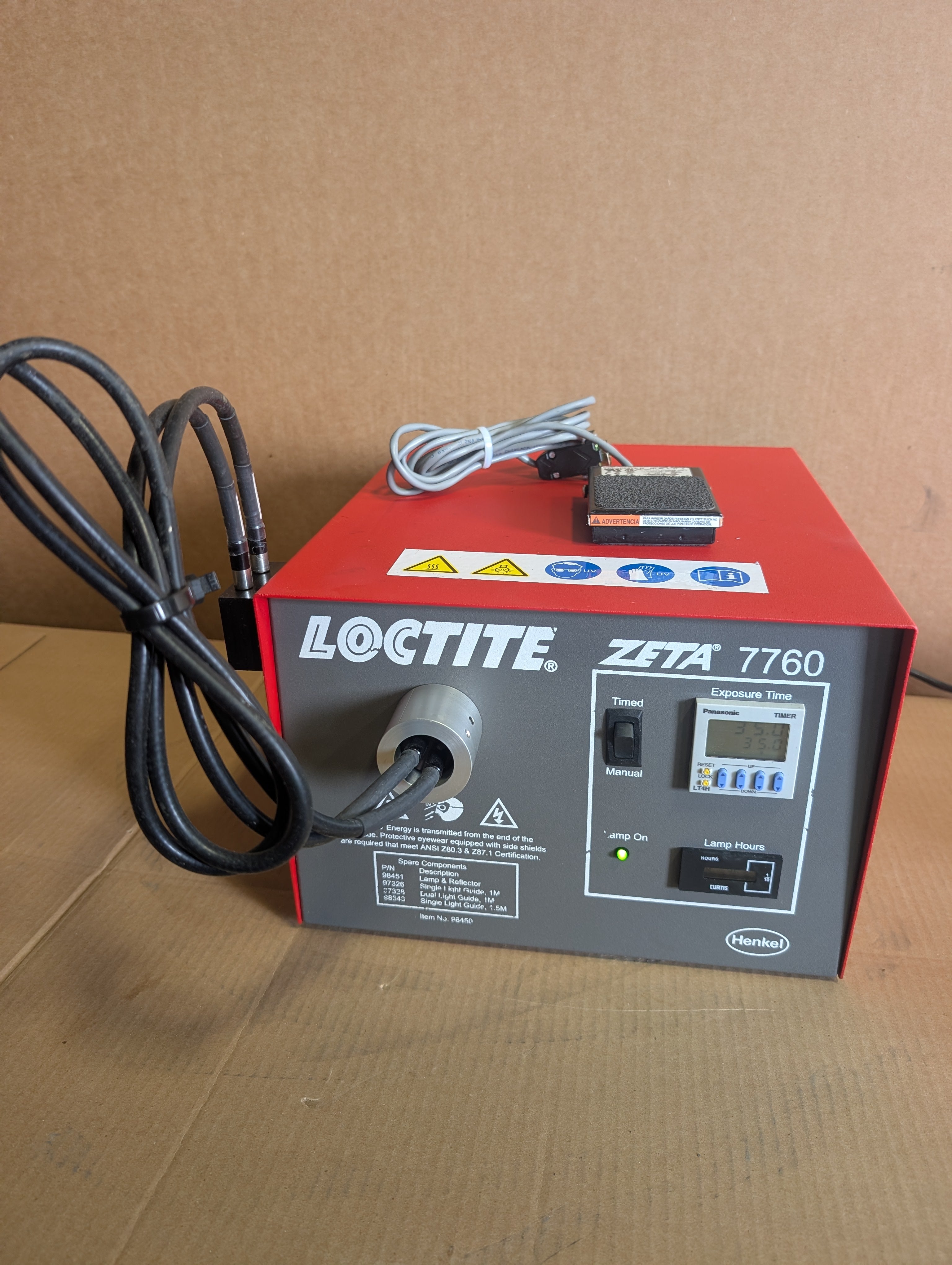 Loctite Zeta 7760 Henkel 98450 Dual UV Wand System w/Foot Switch & UV Pedal Used