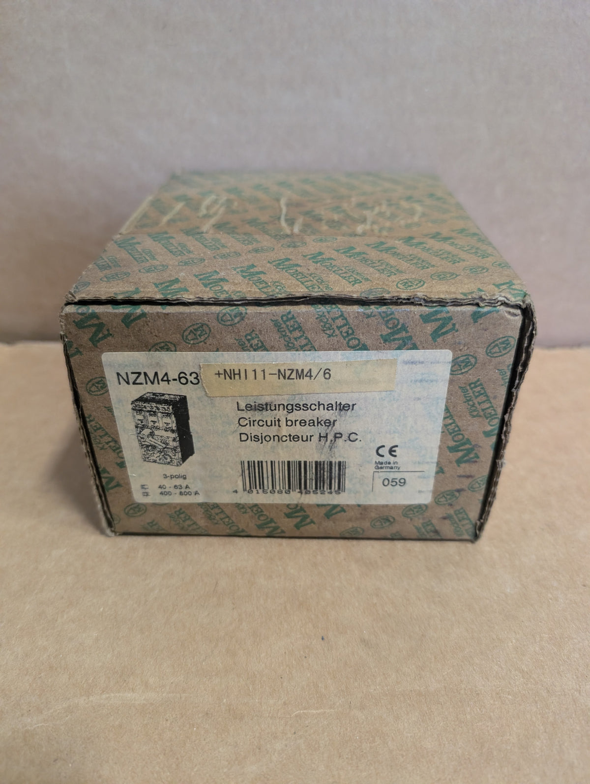 Moeller NZM4-63 +NHI11-NZM4/6 Circuit Breaker 40-63A, 400-800A NOS Sealed