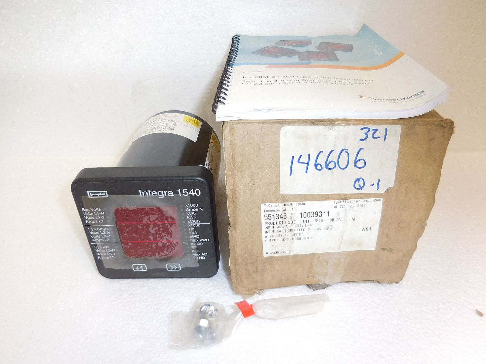 Tyco Crompton Integra 1540 Digital Power Quality Monitor, 480V, 4-Wire RS485 New