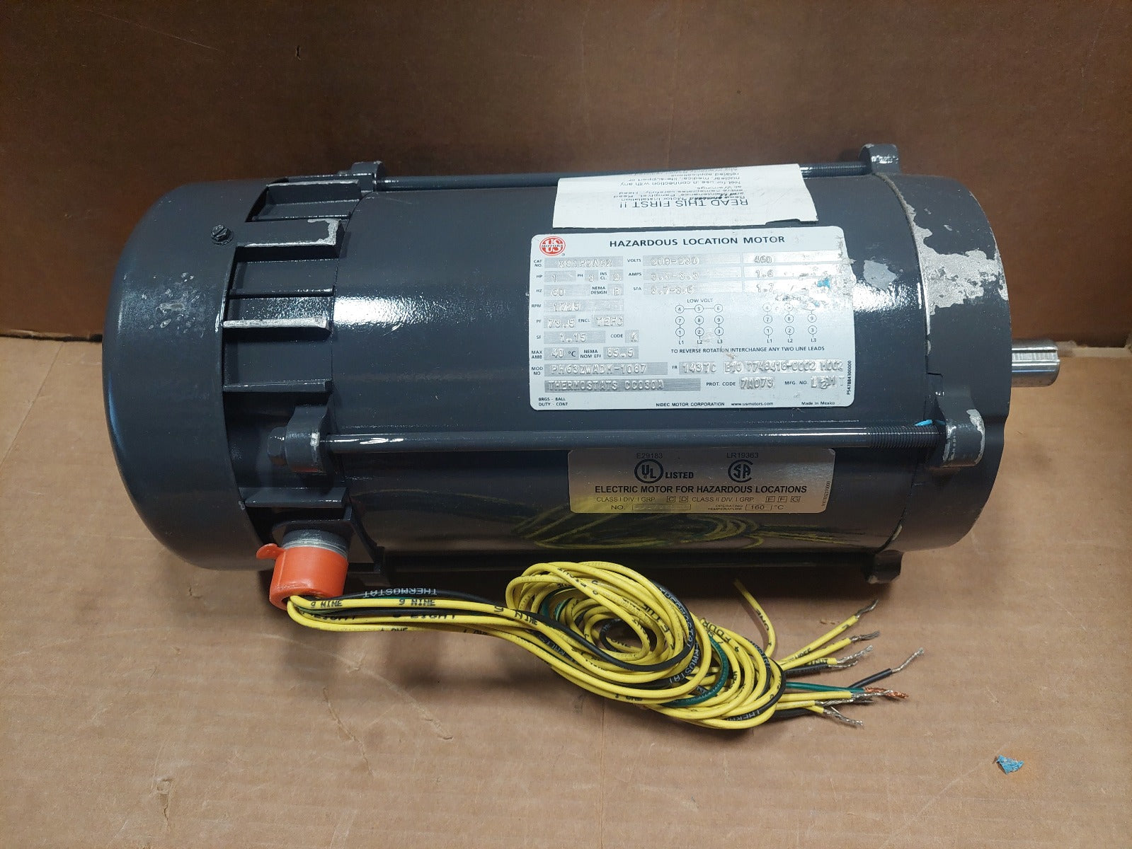 US Motors XS1P2ACR 1HP Hazardous Location Motor 208-230/460 3 PH 143TC 1725 RPM New
