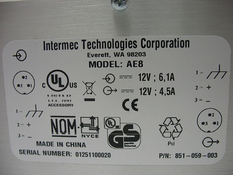 Itermec External Power Supply 851-059-003 UPS for CV60 & 5055 New