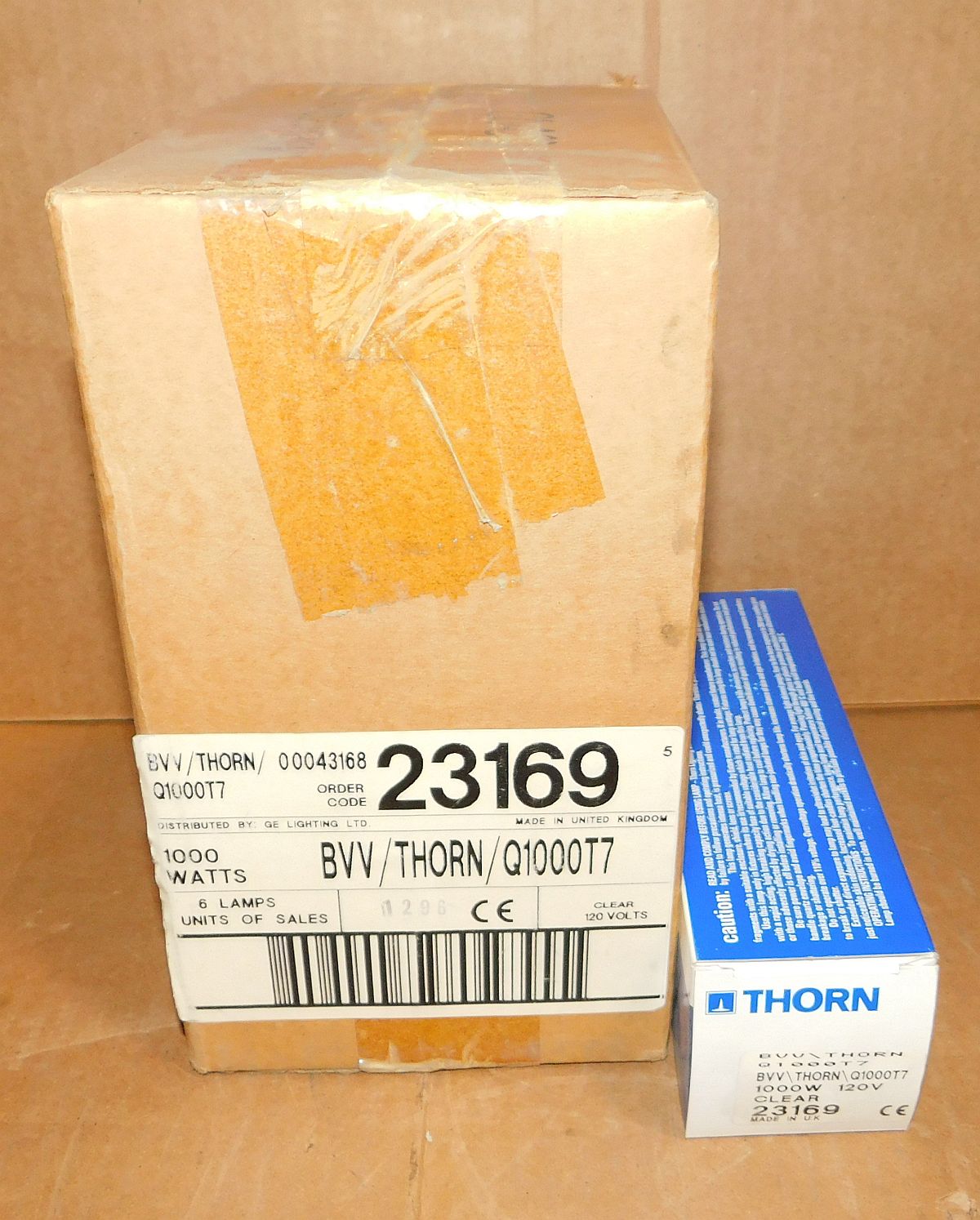Case of (6) Thorn BVV/Q1000T7, P40s, 120V, 23169, 88631, New