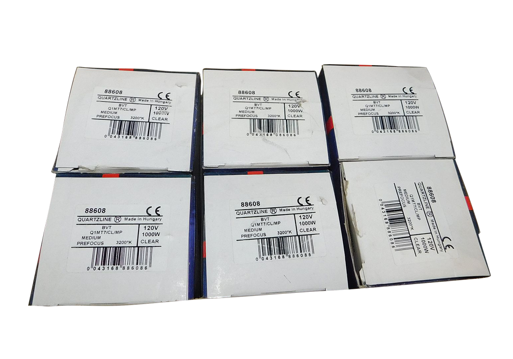 Case of (6) GE Quartzline 88608 BVT-Q1MT7/CL/MP 1000W 120V New