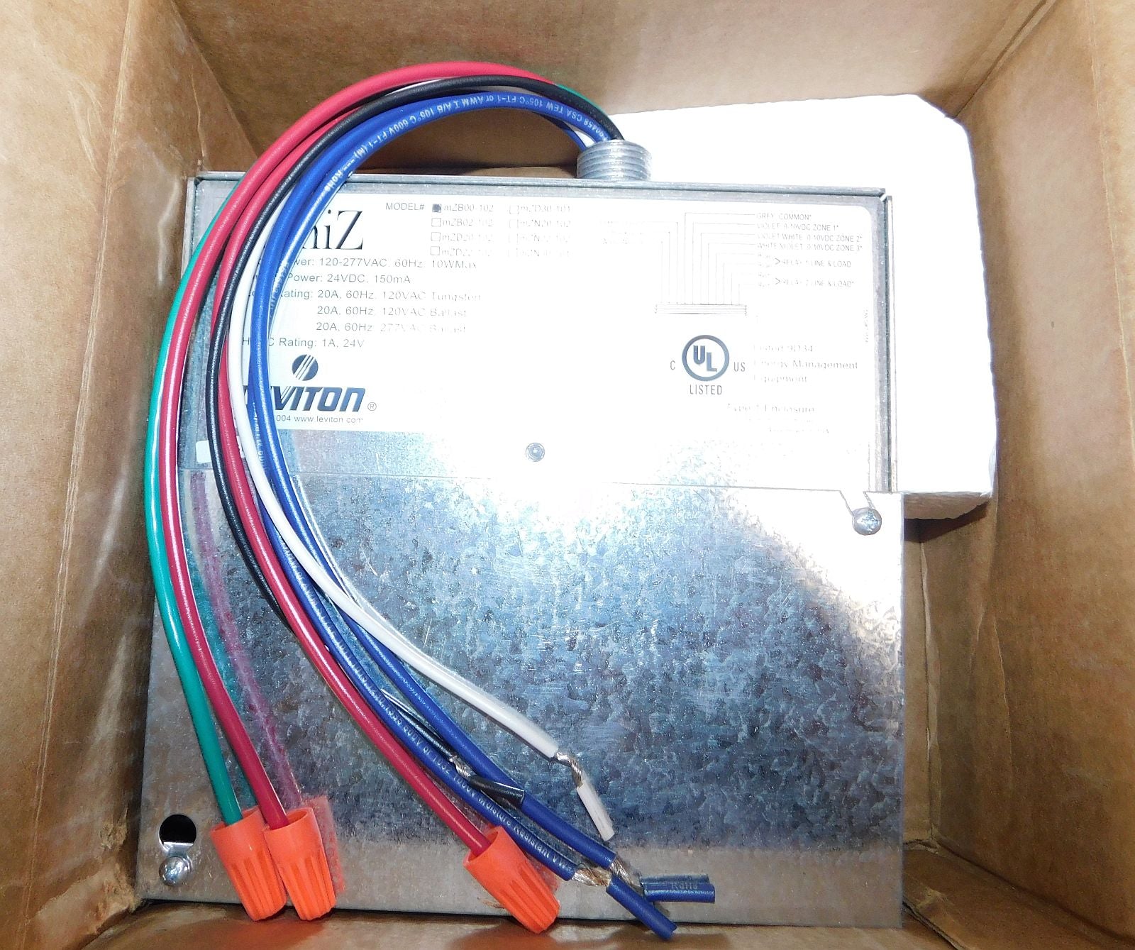 Leviton MZB00-102 Mini-Z Basic 2 Relay, 120-277V New