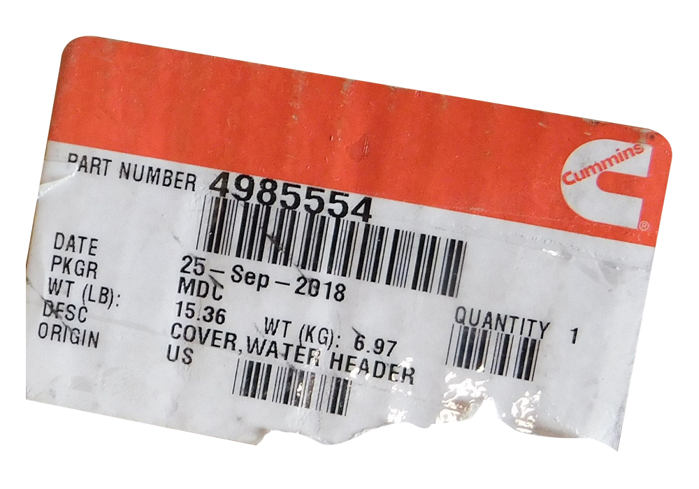 Cummins Water Header Cover 4985554