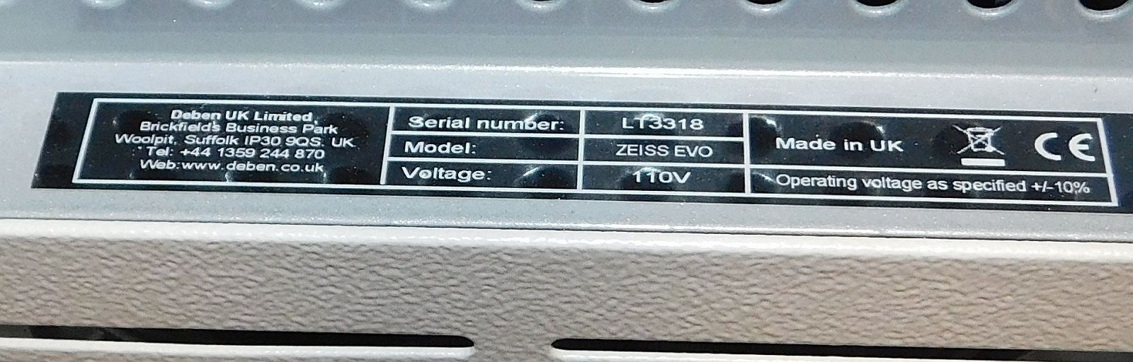 Deben Chiller for Zeiss EVO 110V Used