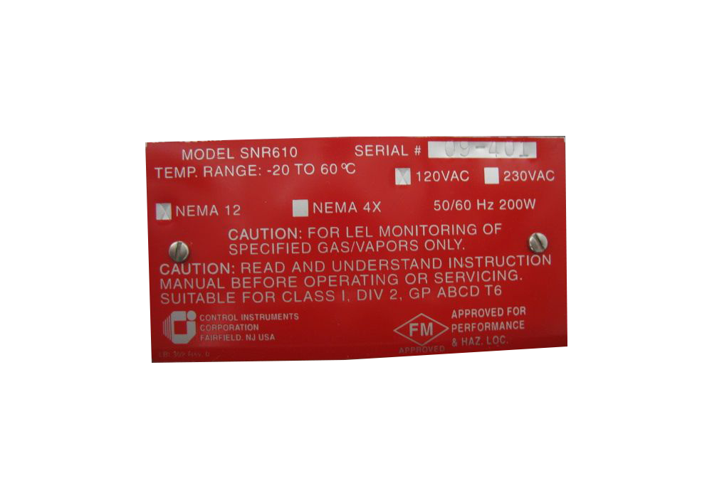 Control Instruments Corp AcuPro Infrared Process Analyzer SNR610 New