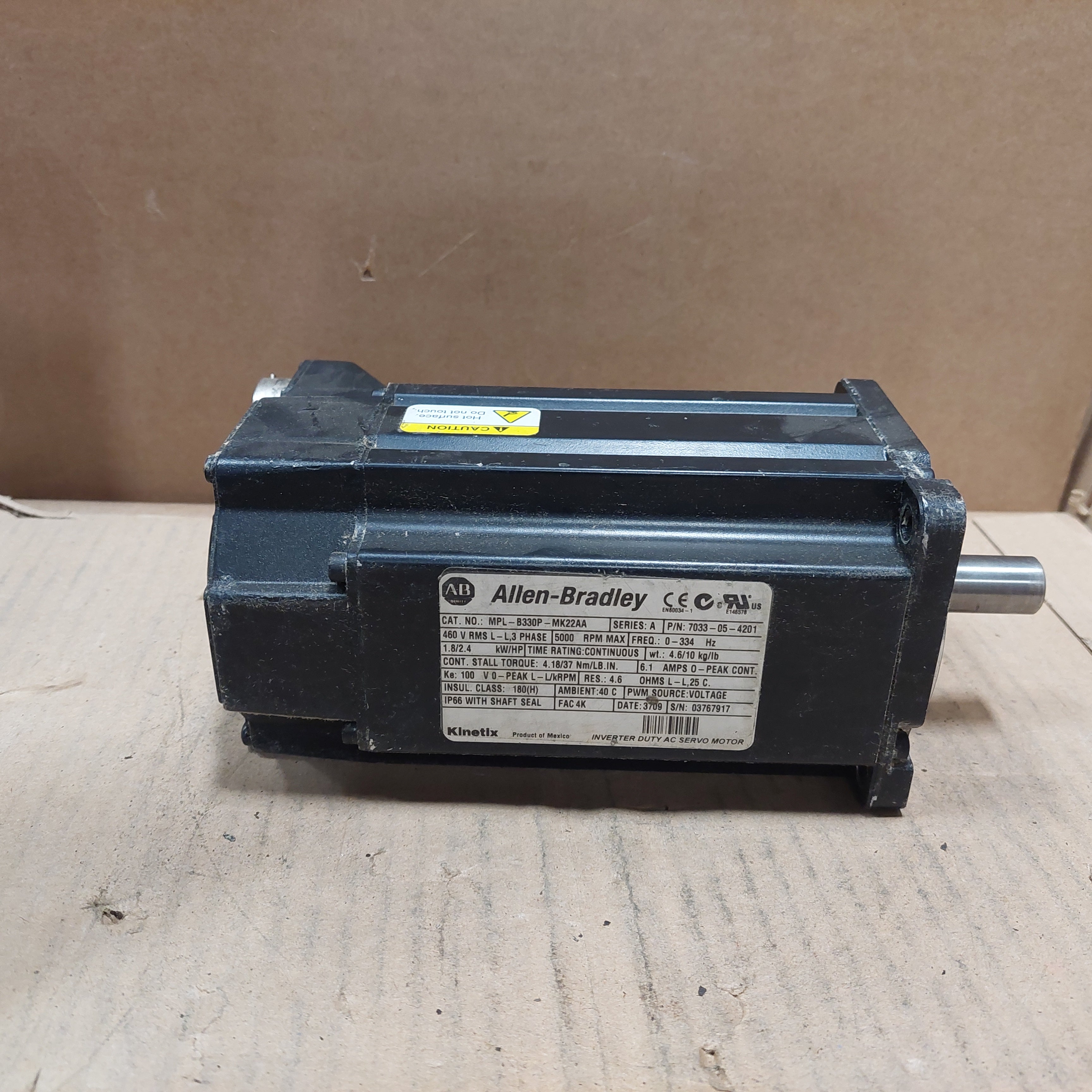 Allen Bradley MPL-B330P-MK22AA Ser. A 460V AC Servo Motor Inverter Used