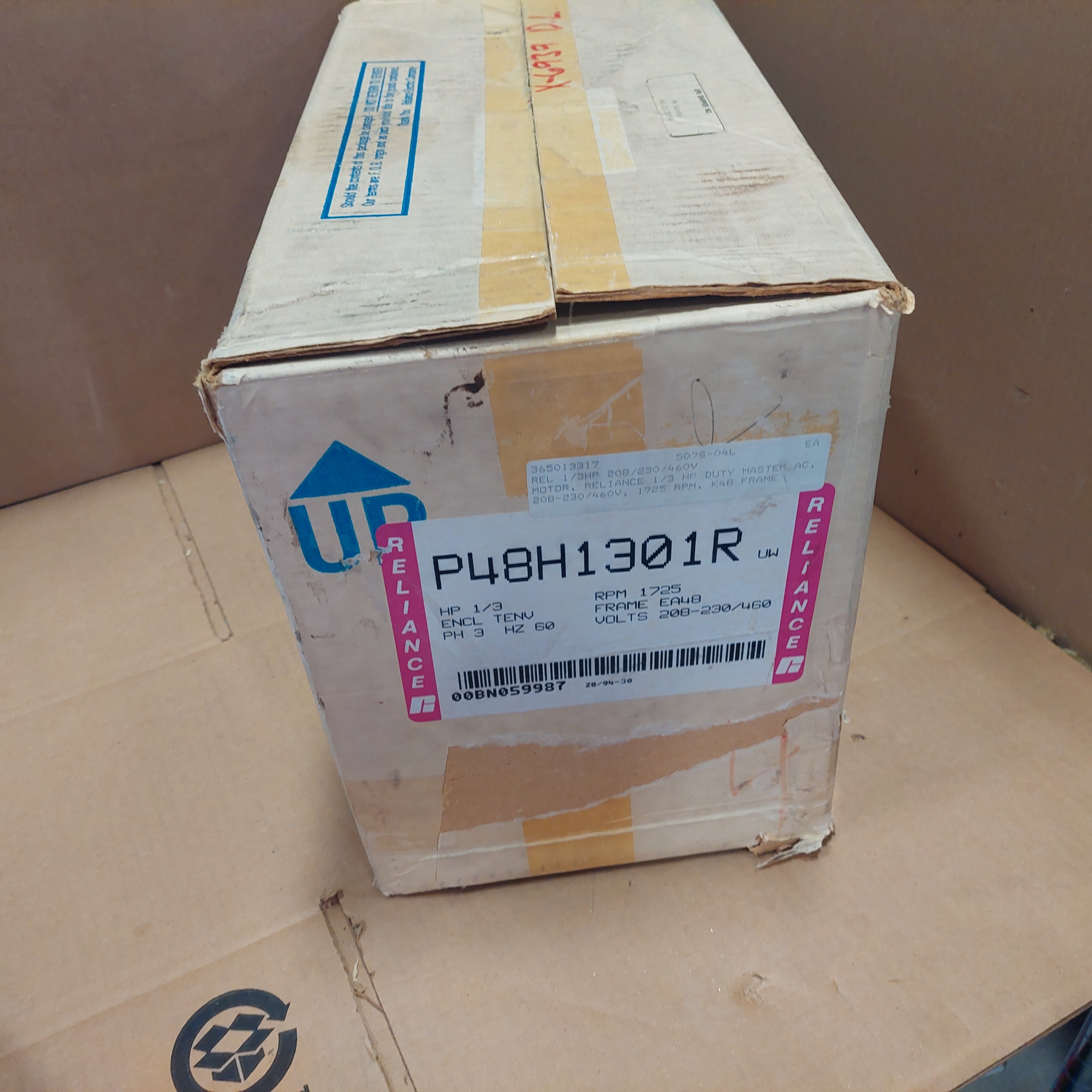Reliance Electric P48H1301 R-UW .33 HP 1725 RPM 208/230V/460 3 PH EA48 New