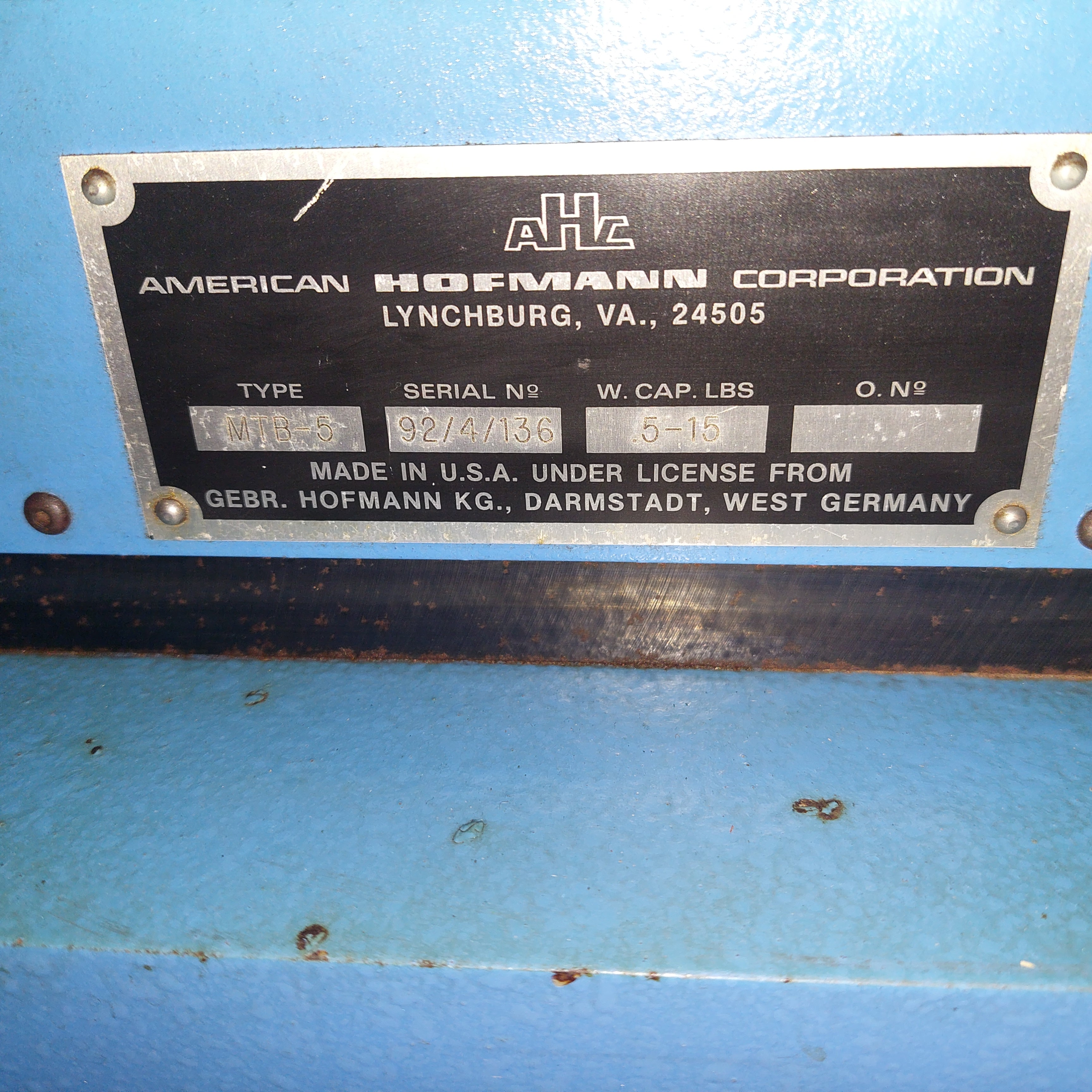 American Hofmann AHC MTB-5 Toolholder Balancer Balancing Machine Used