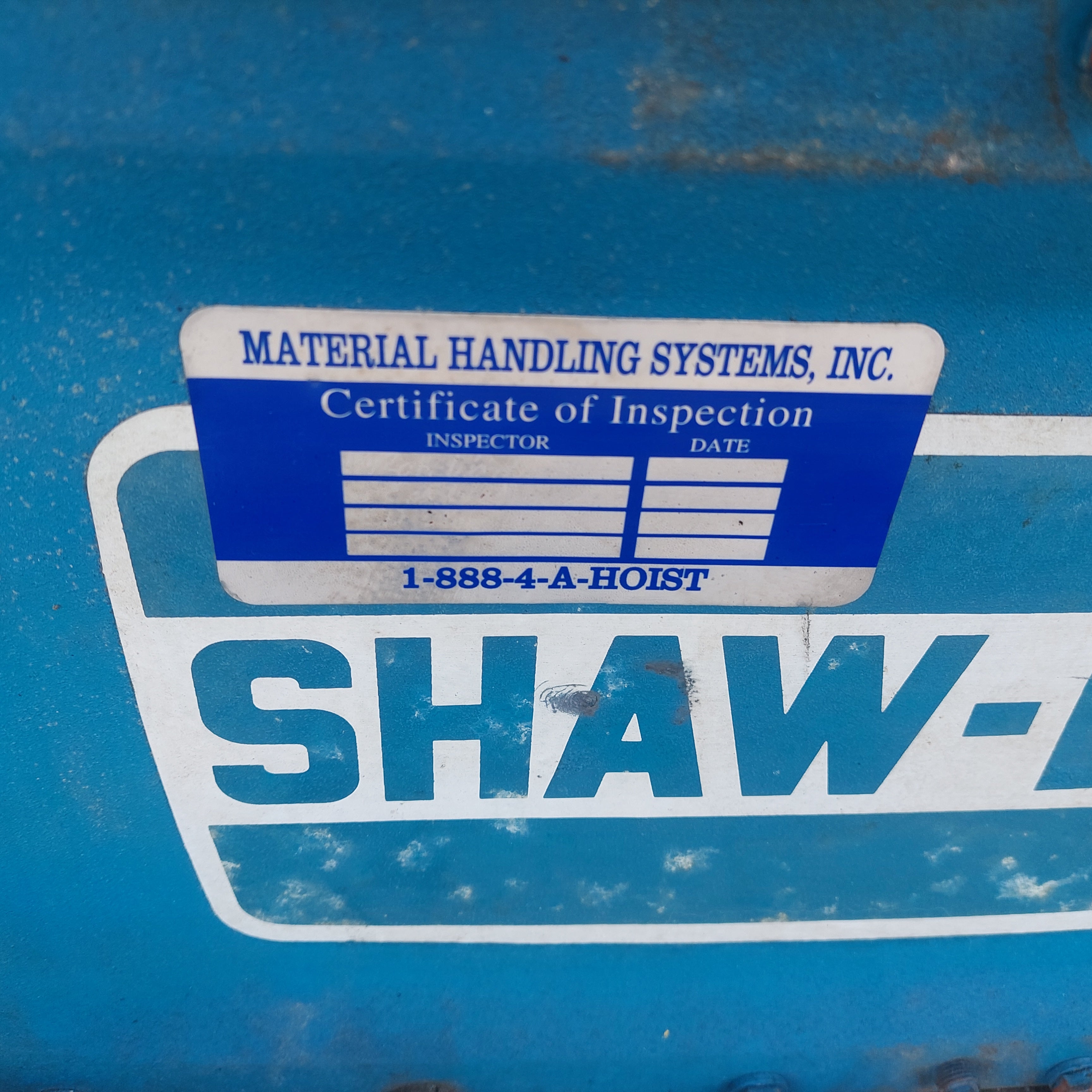 Shaw-Box 80L01050S33A 2,000lb Air Hoist 33 FPM & Motorized Trolley Used