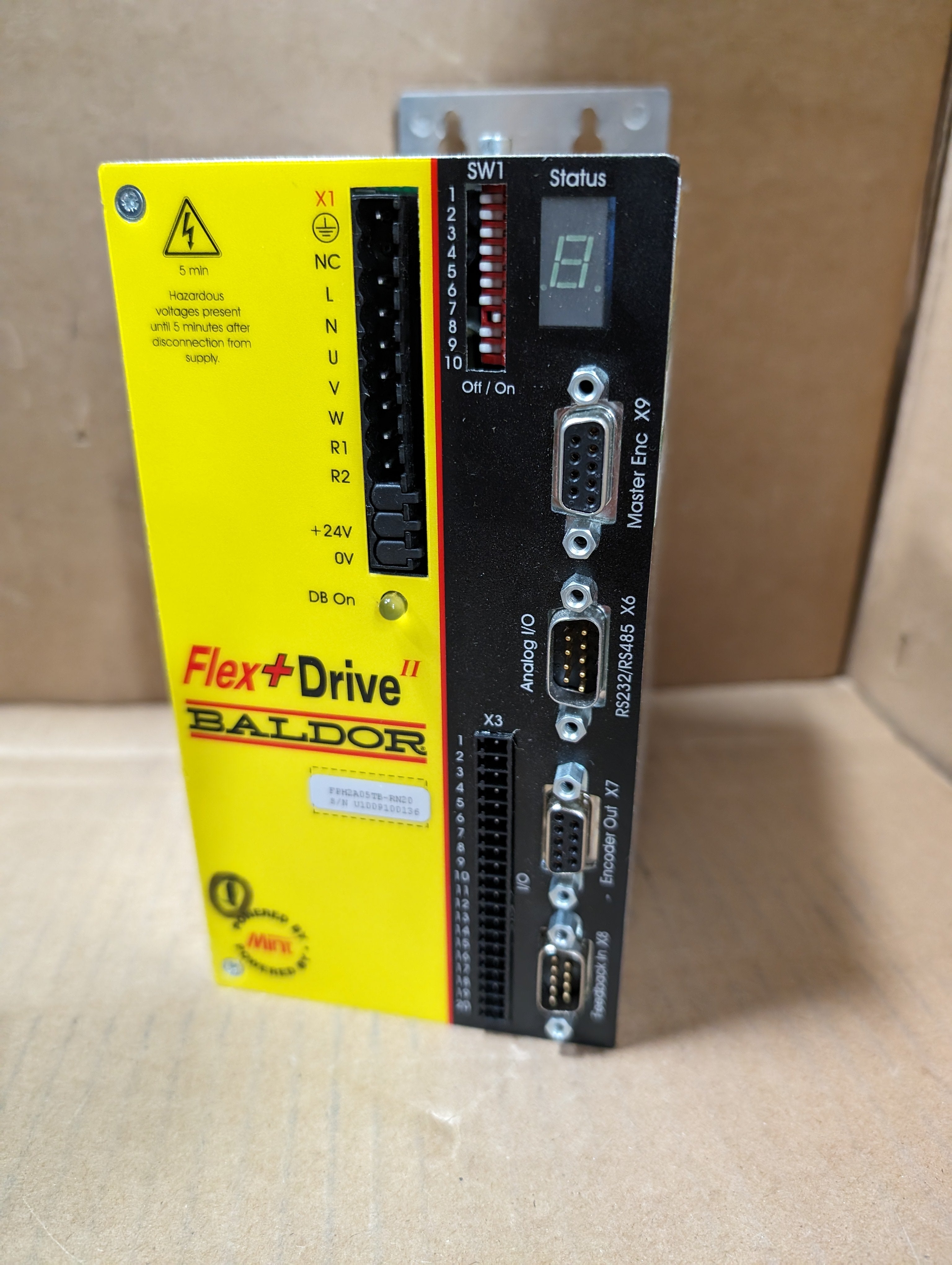 Baldor FPH2A05TB-RN20 Flex+ Drive 230V 1PH 5A F+DII-230V/5A/DB/RES Used