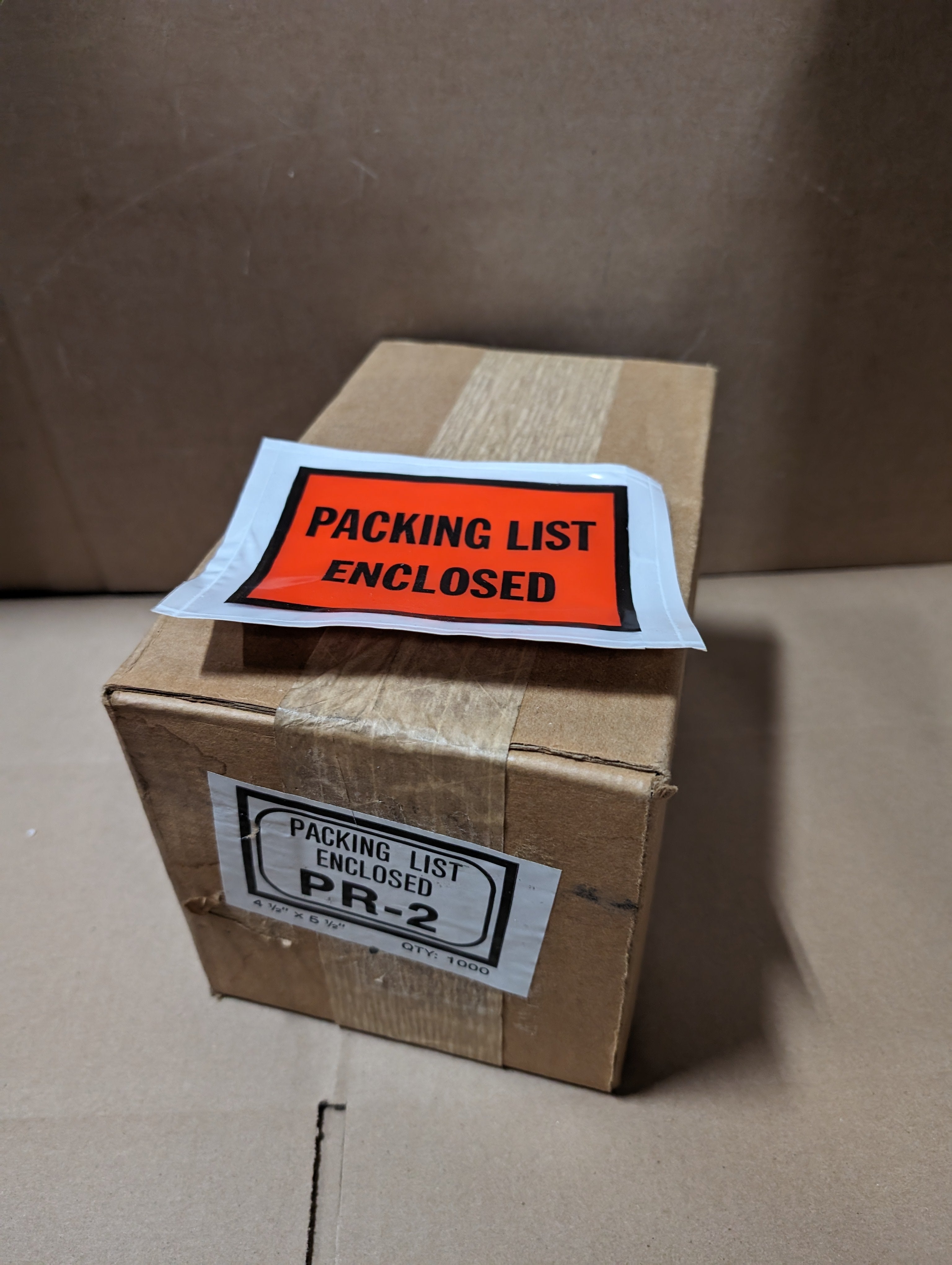 Box of (1,000) 4-1/2" x 5-1/2" Clear Packing List Enclosed Pouches Sealed