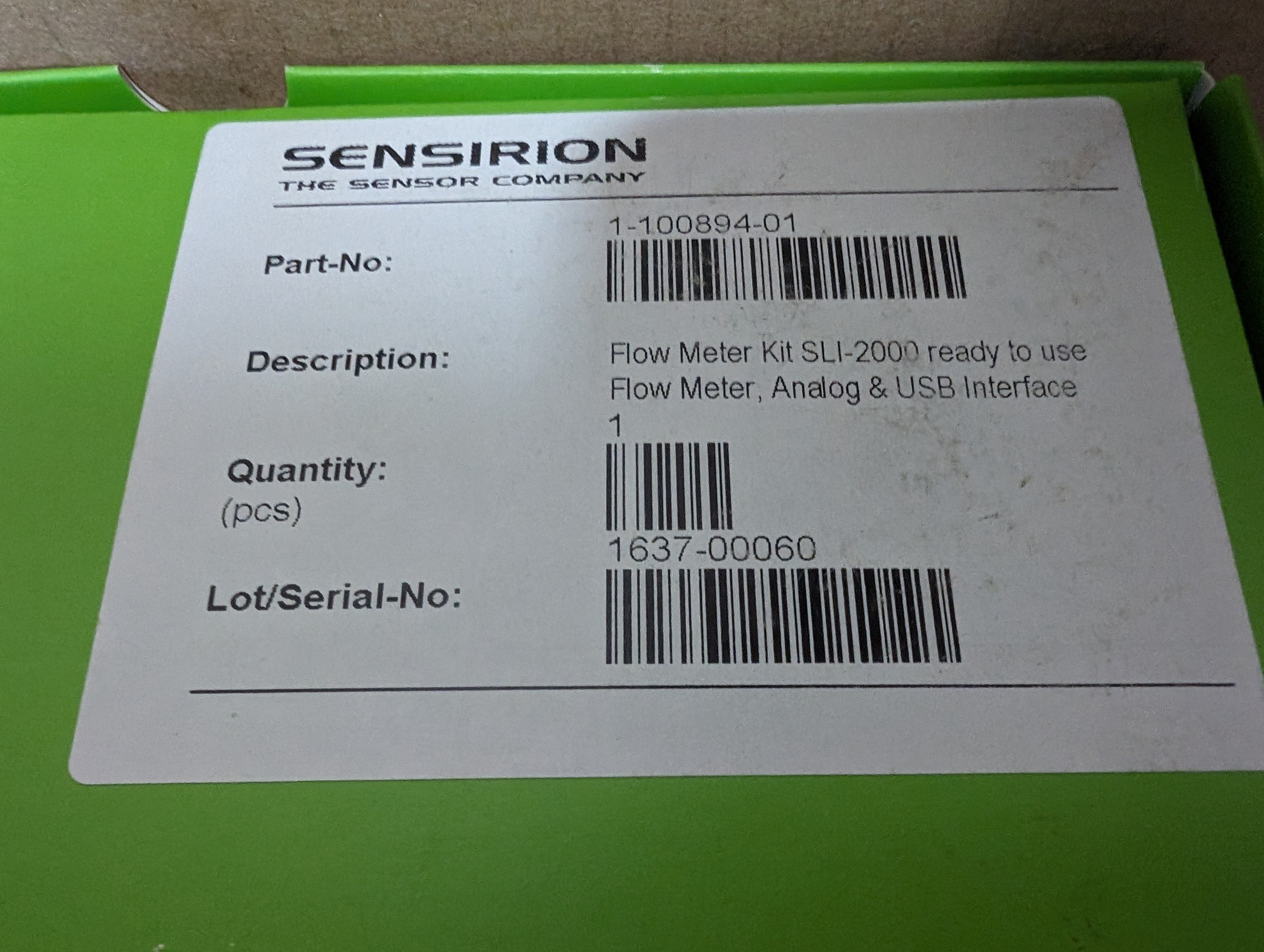 (3) Sensirion SLI-2000 Sensor Flowmeter Kits (1-100894-01) New Open Box