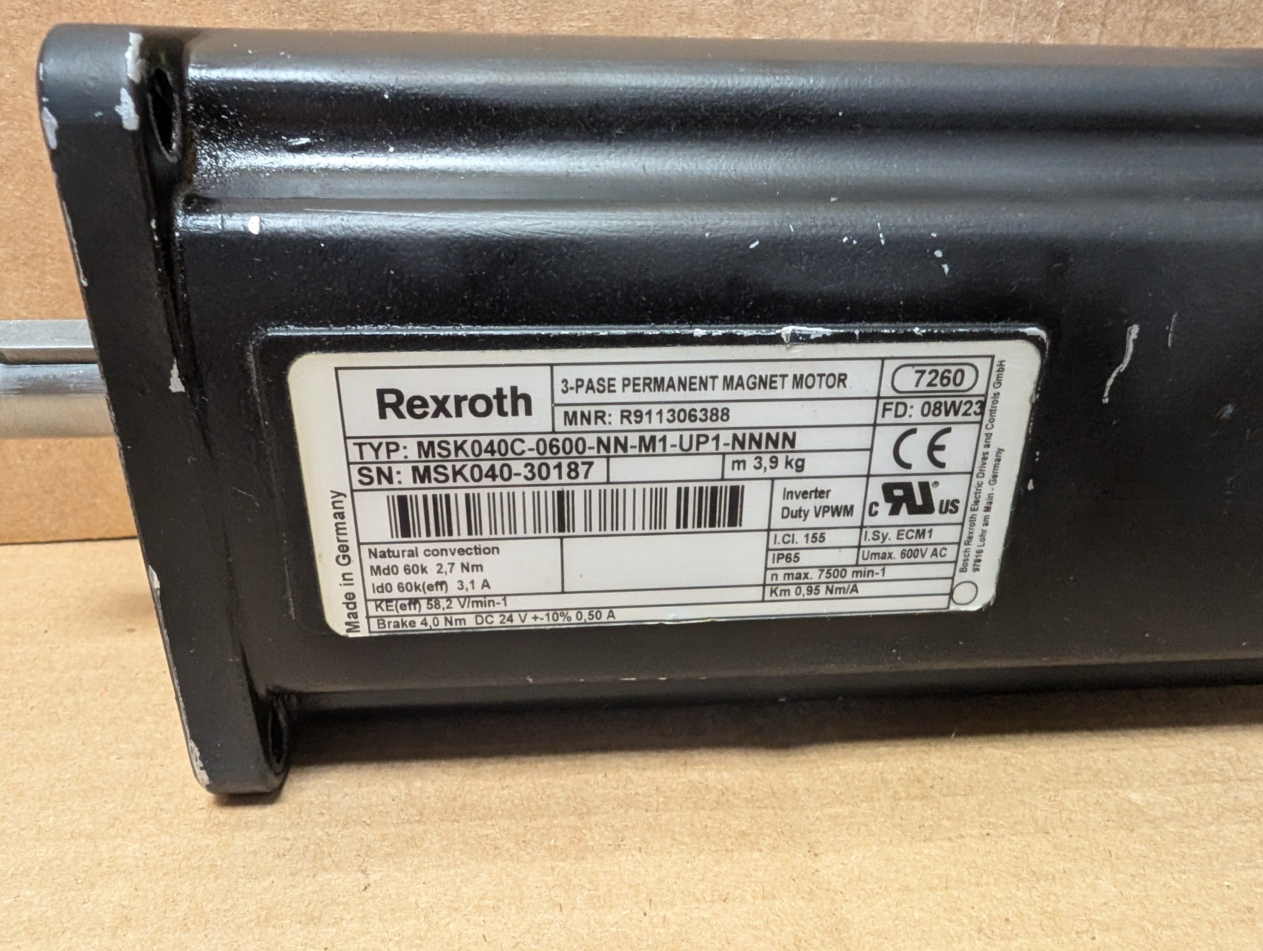 Rexroth MSK040C-0600-NN-M1-UP1-NNNN, R911306388 Weeke CNC Used