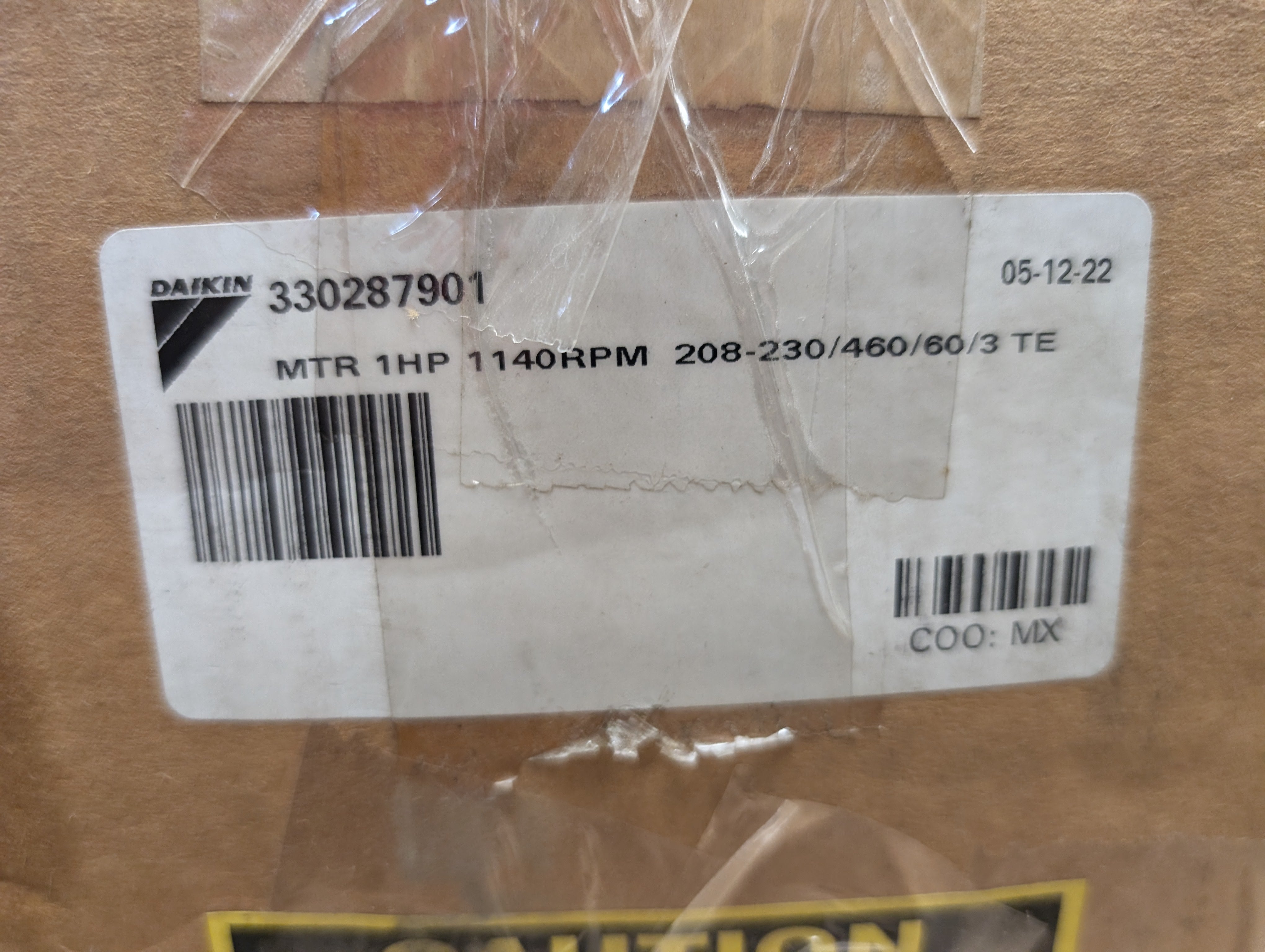 Daikin 330287901 Condenser Motor  1 HP 3PH 208-230/460 TE New