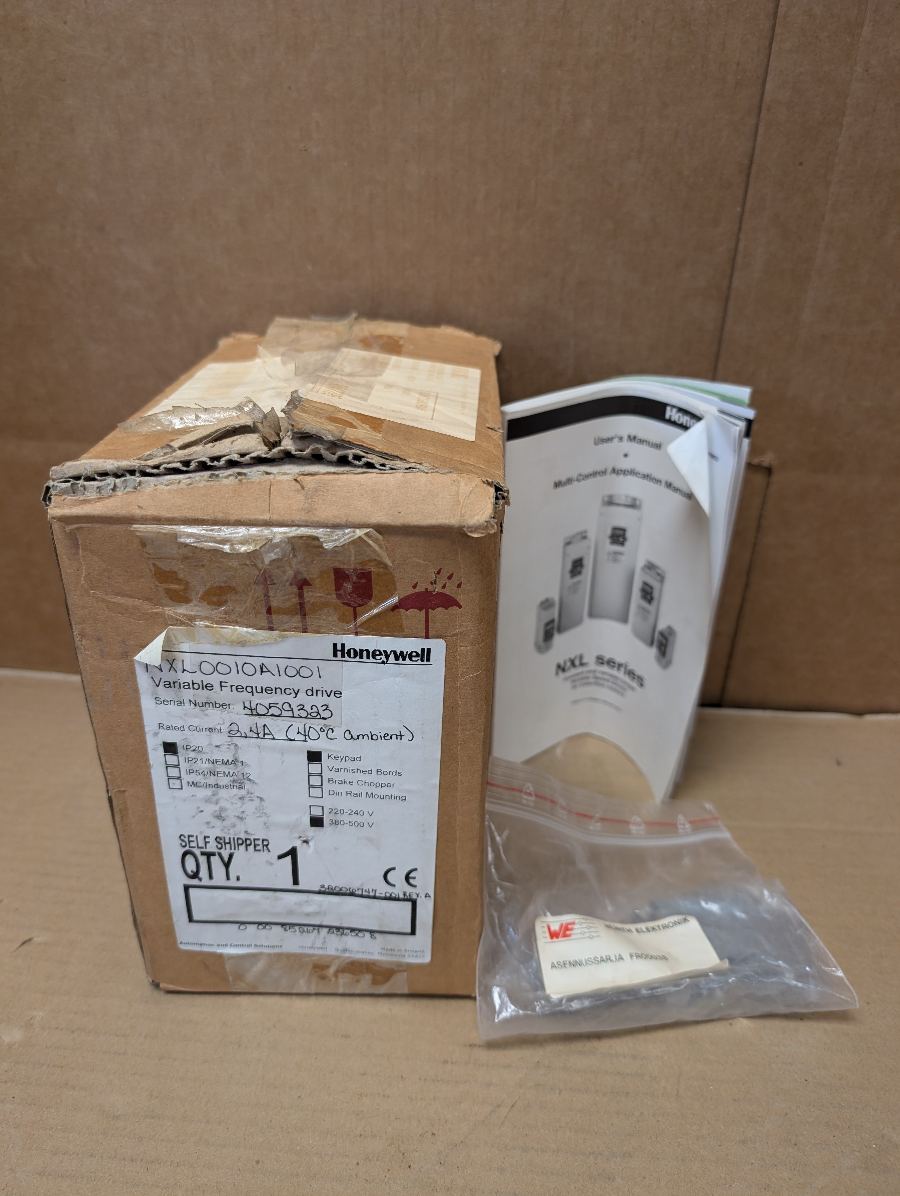 Honeywell NXL0010A1001 Variable Frequency Drive, 1 HP, 380-500 2.4A New