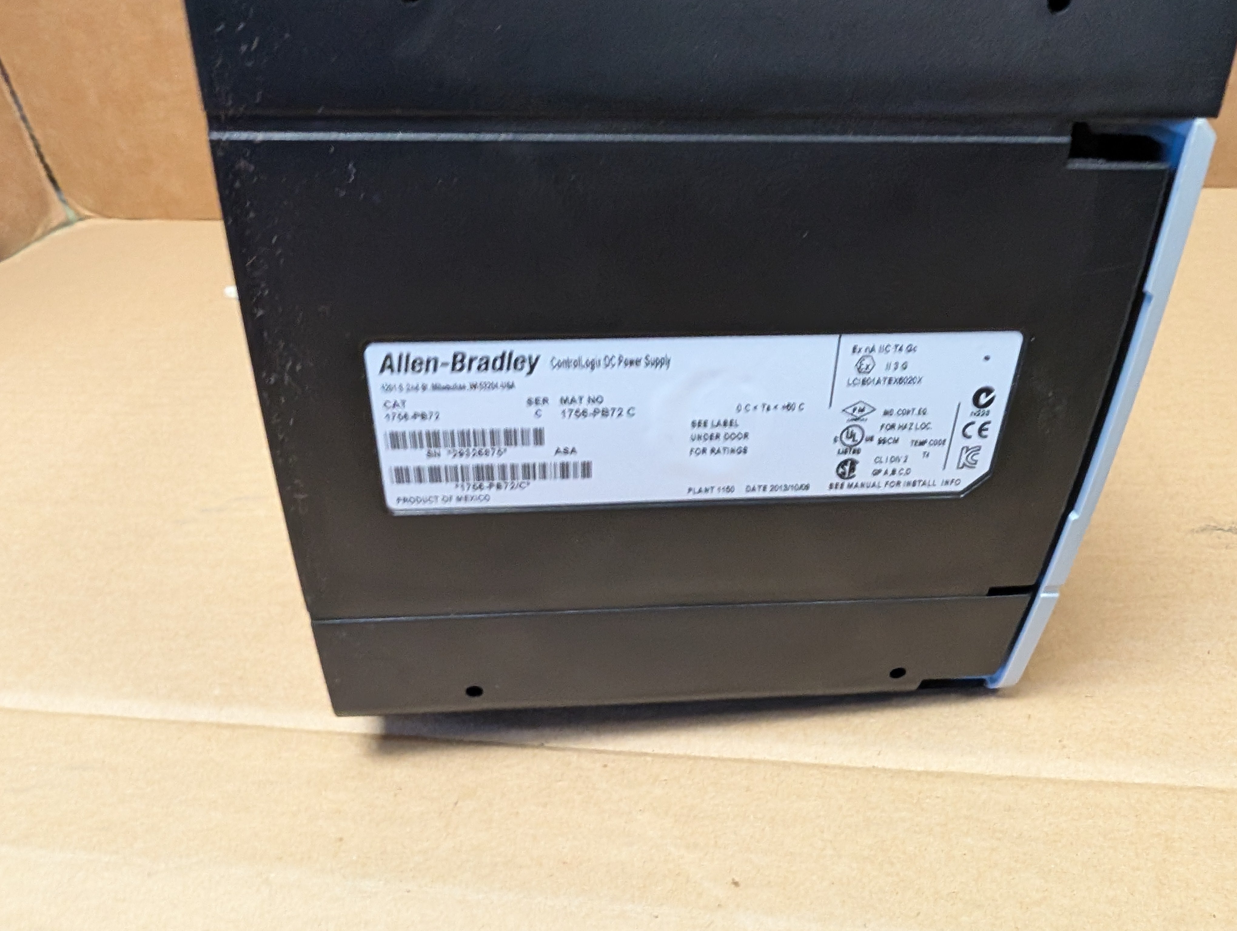 Allen Bradley 1756-A7 Ser. B 7-Slot Chassis & PB72 Ser. C Power Supply Used