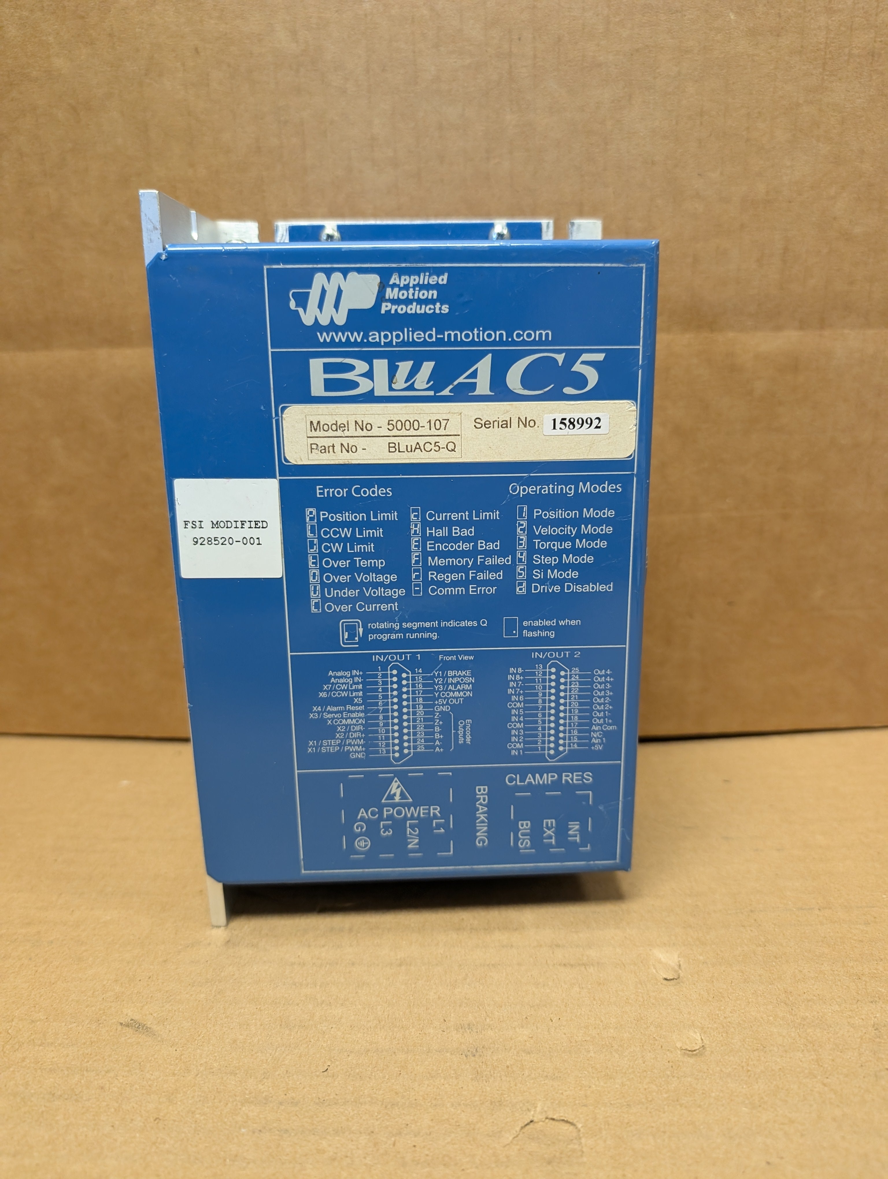 Applied Motion Products 5000-107, BLuAC5-Q Servo Driver Used