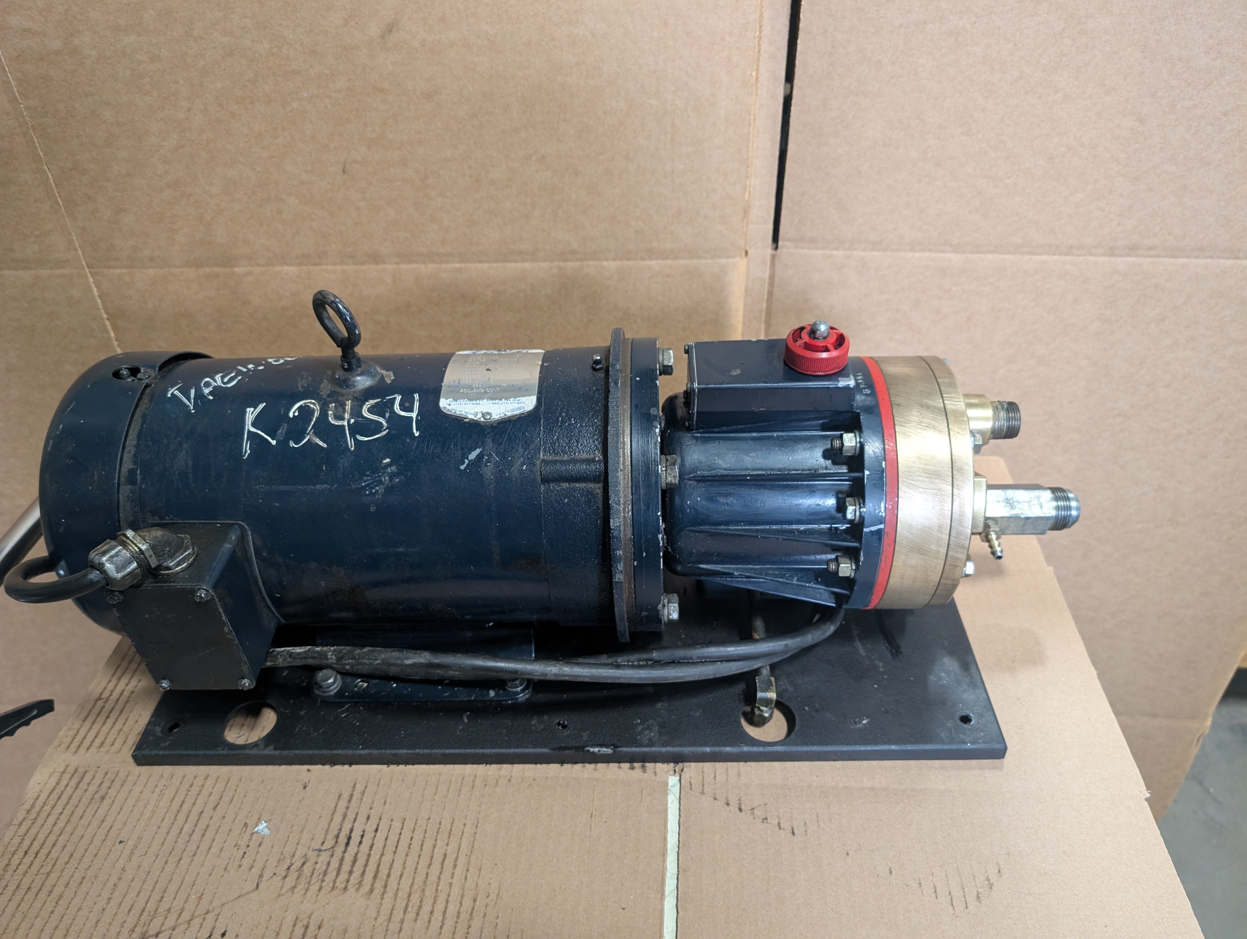 Wanner Hydra Cell Cooljet Coolant Pump & Motor 5HP NO MODEL TAG 230V 3PH Used