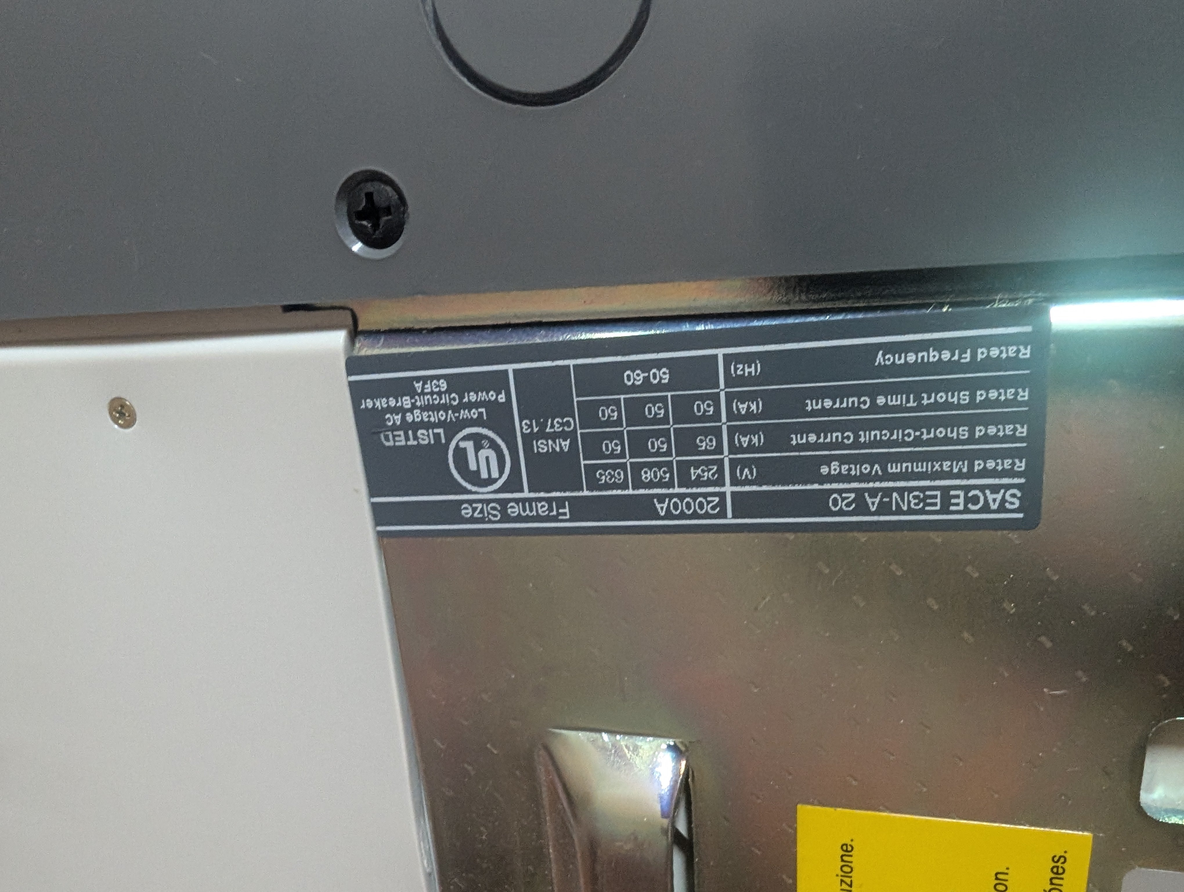 ABB Sace E3N-A 20 LSIG PR121/P 2000A 3P 1SDA057375R1 NOS  No Factory Box