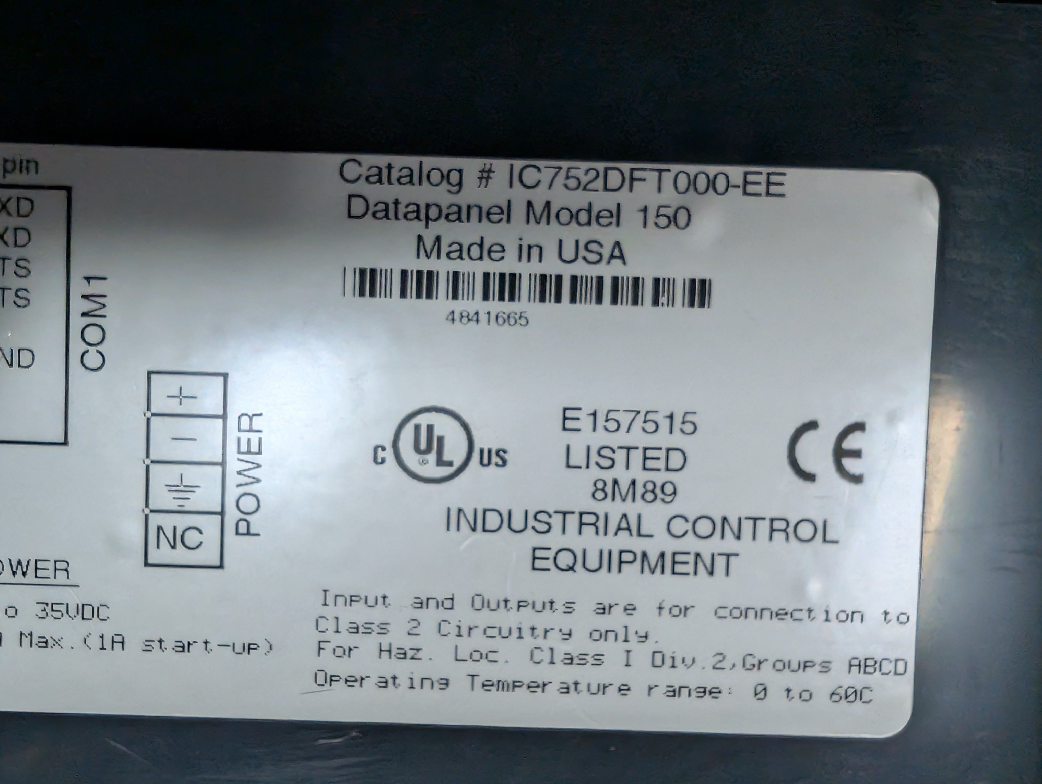 GE Fanuc Operator Panel Datapanel DP150, IC752DFT000-EE New