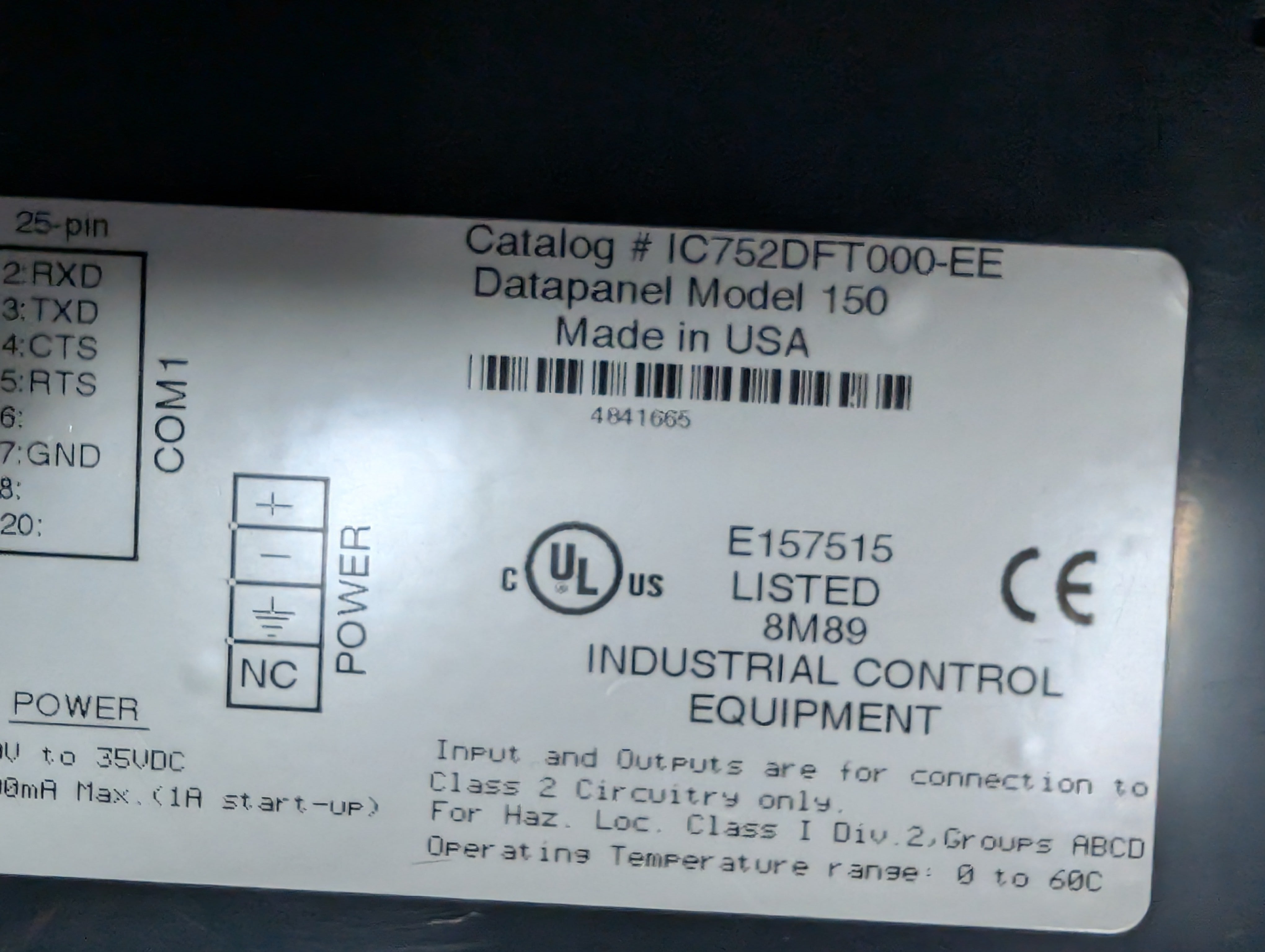 GE Fanuc Operator Panel Datapanel DP150, IC752DFT000-EE New