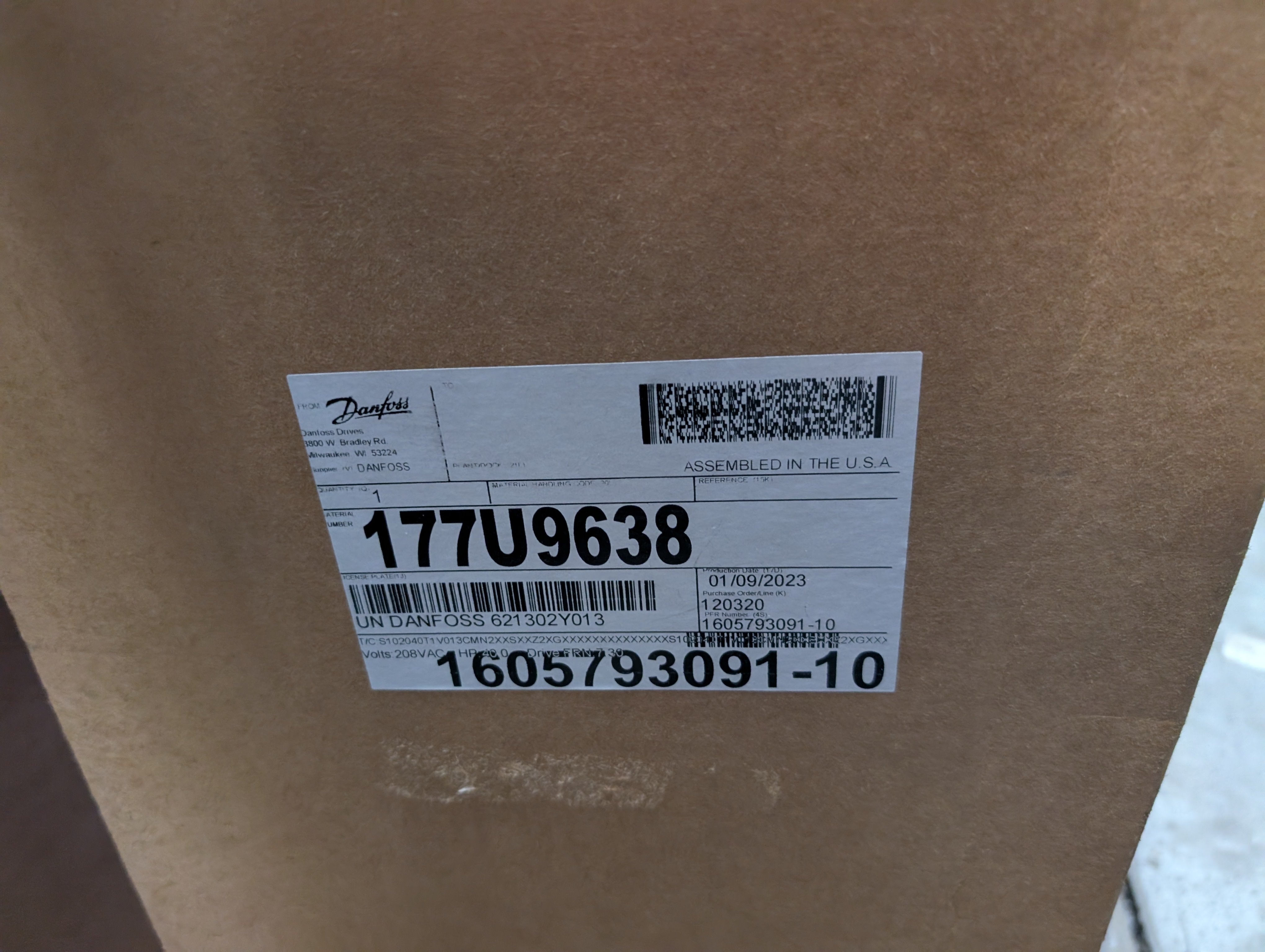 2023 Danfoss 40HP FC-102 208V FRN 7.30 3 Contactor Bypass New