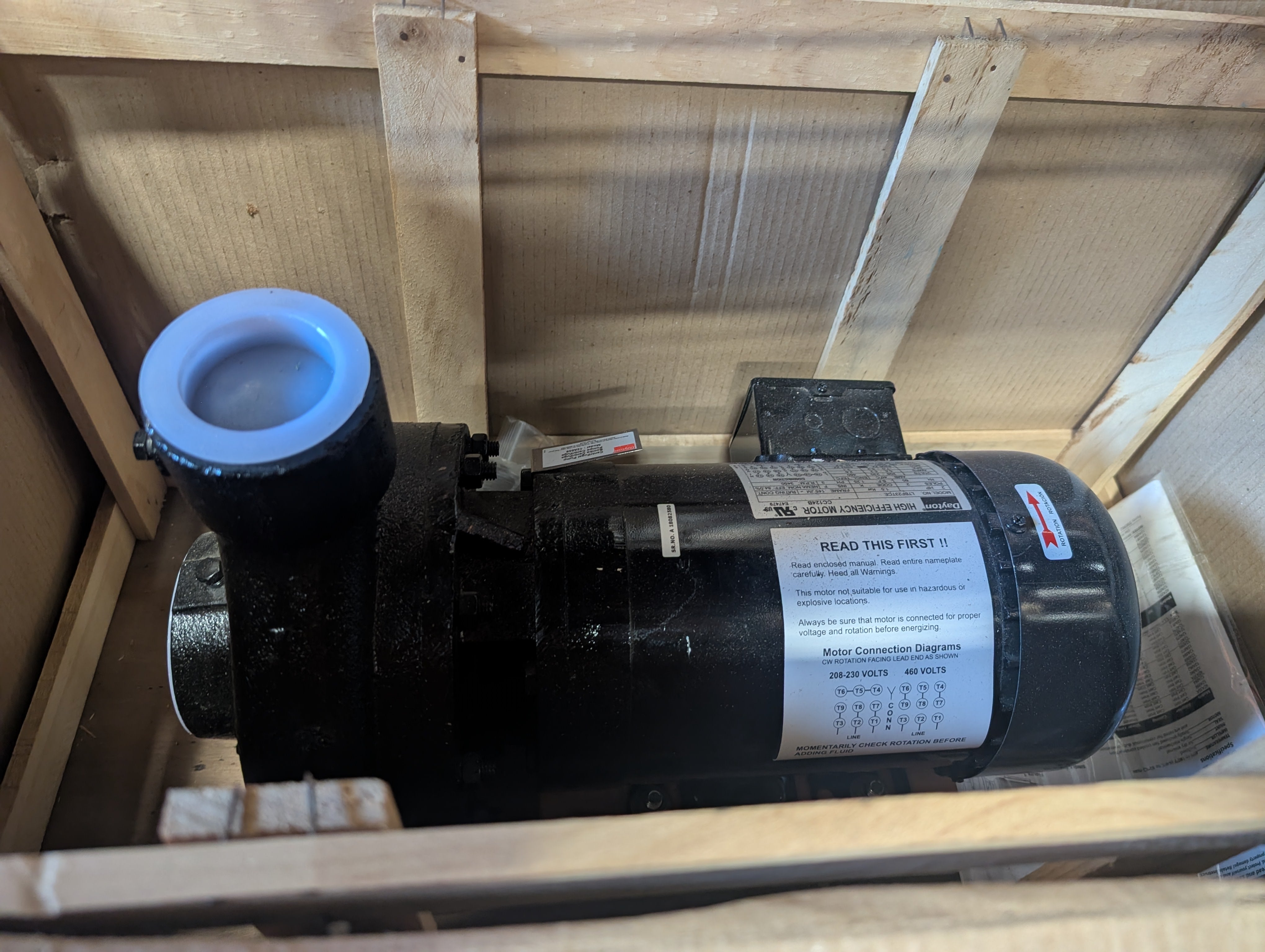 Dayton 12A056 2HP Centrifugal Cast Pump 208-230/460 TEFC 3 PH 2 1/2" X 2" New