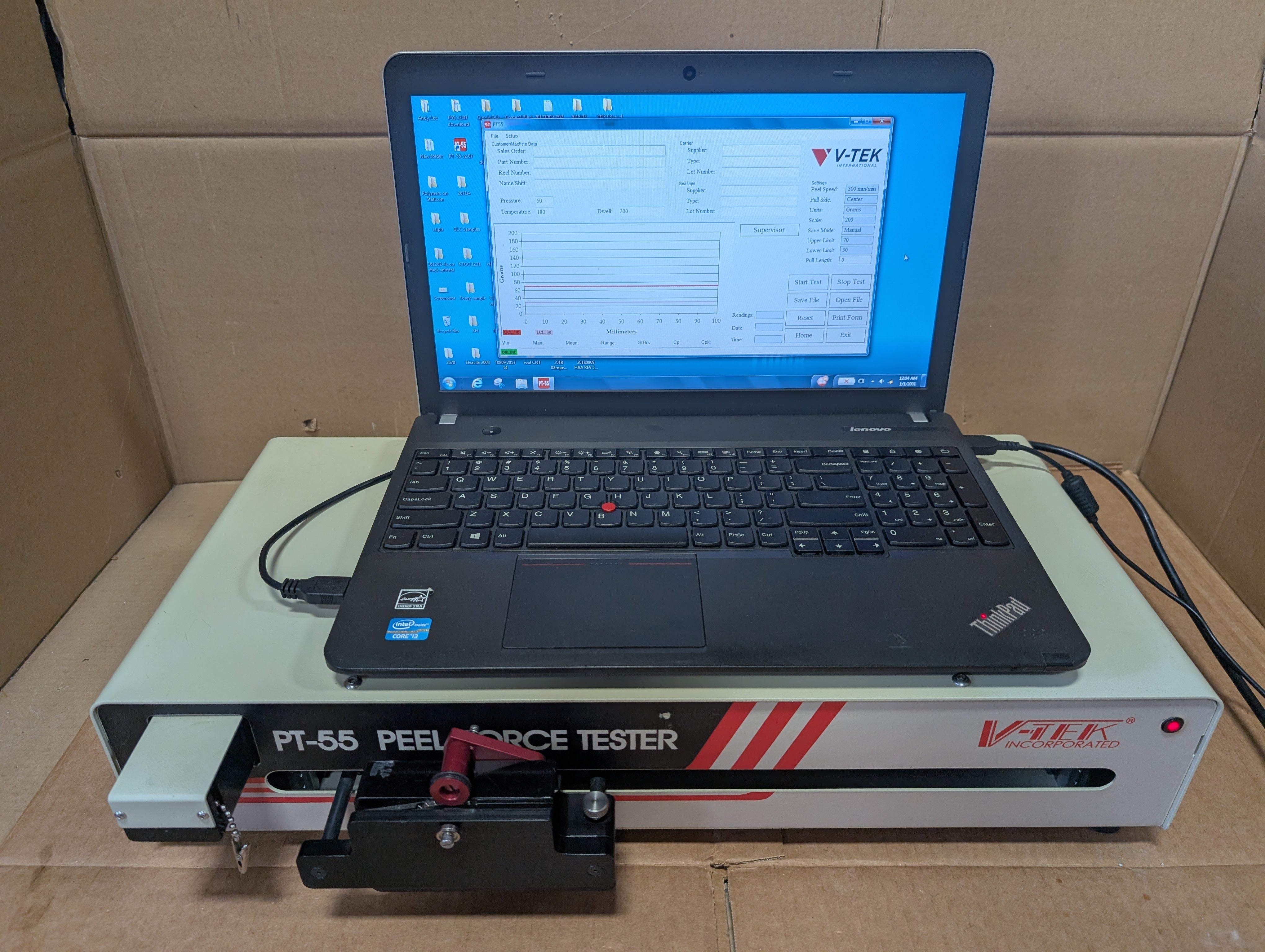 2013 V-Tek PT-55 Peel Force Tester Used