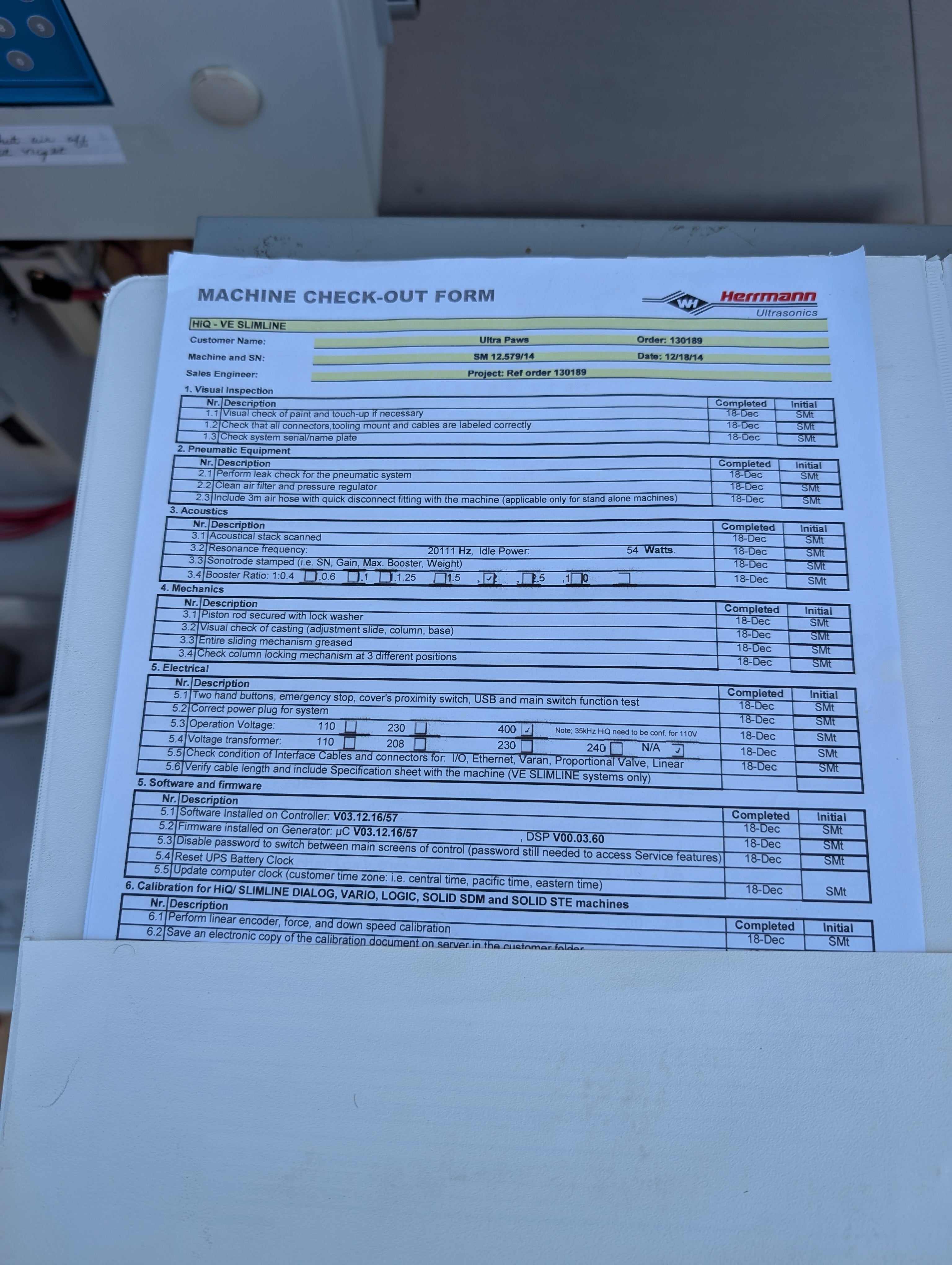 2014 Herrmann HiQ Solid UltraPlast SDM 4800 Ultrasonic Welder 20 kHz 4800W Used