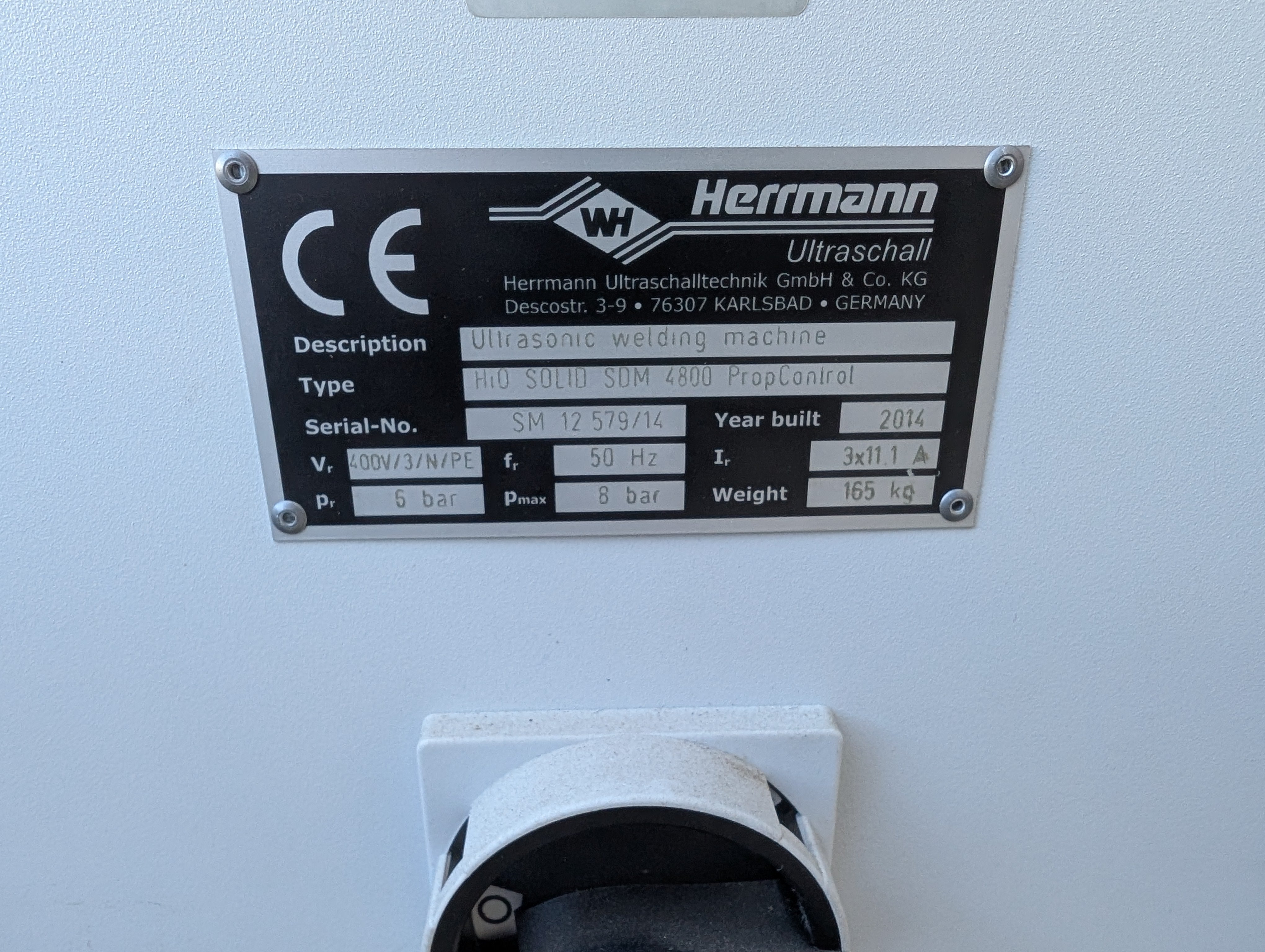 2014 Herrmann HiQ Solid UltraPlast SDM 4800 Ultrasonic Welder 20 kHz 4800W Used