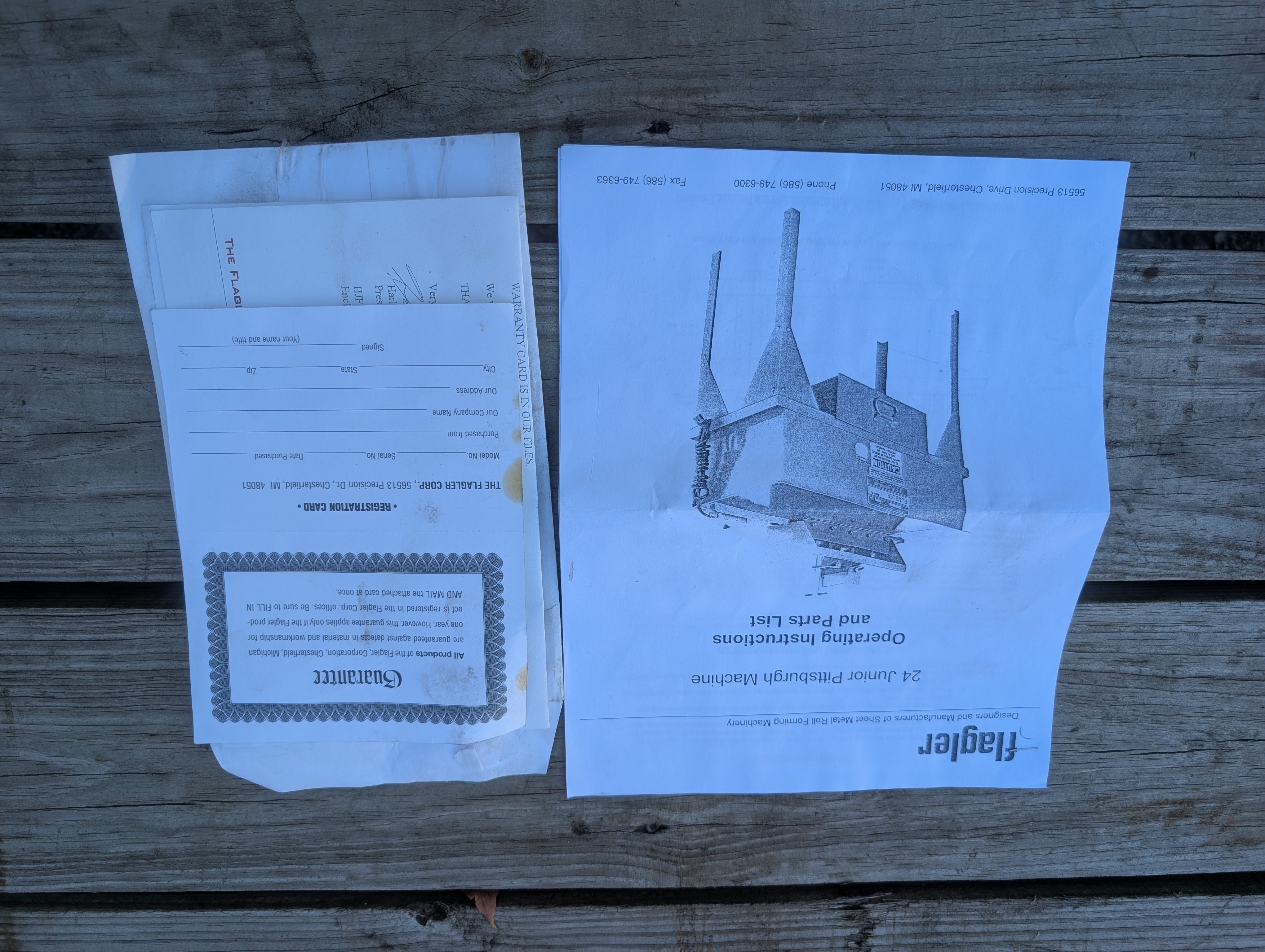 2022 Flagler 24 Gauge  Pittsburgh Roll Forming Machine 10-000 New Factory Crate