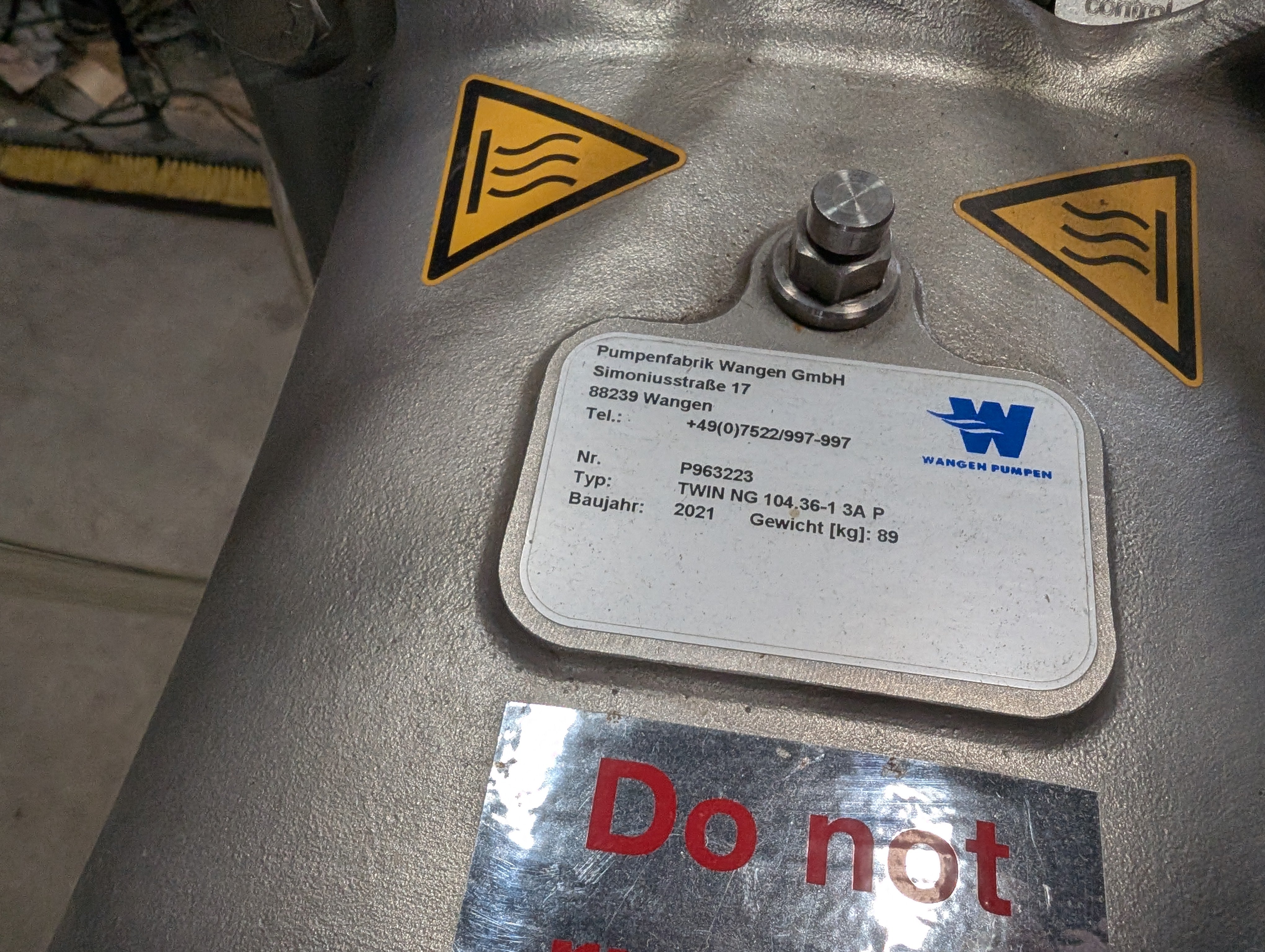 2021 Wangen Pumpen Hygienic Twin Screw Pump NG 104 36-1 3A P 15 HP Super Clean