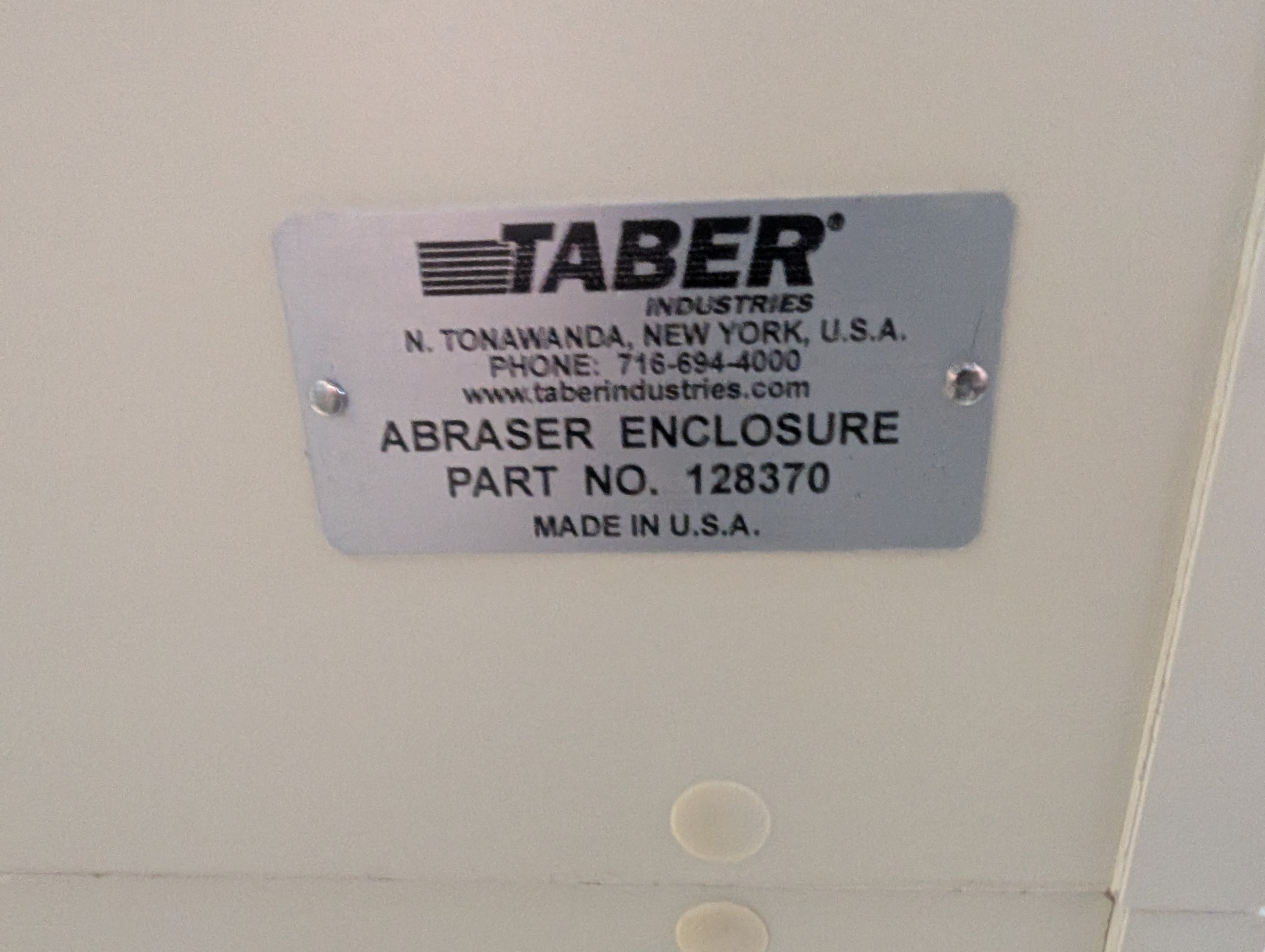 Taber Industries 5130 Abraser Abrasion Tester & Enclosure & Vacuum Calibrated
