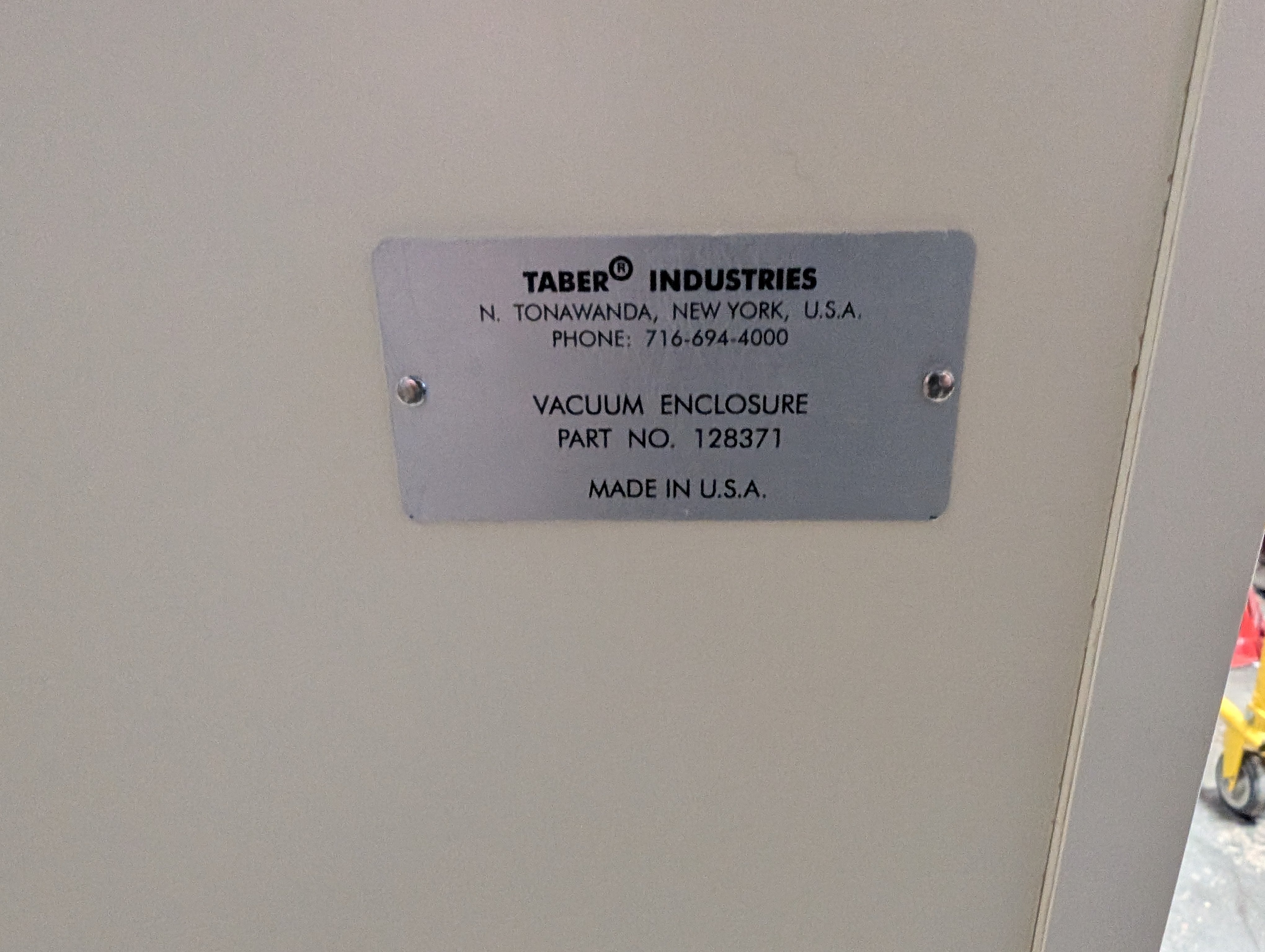 Taber Industries 5130 Abraser Abrasion Tester & Enclosure & Vacuum Calibrated