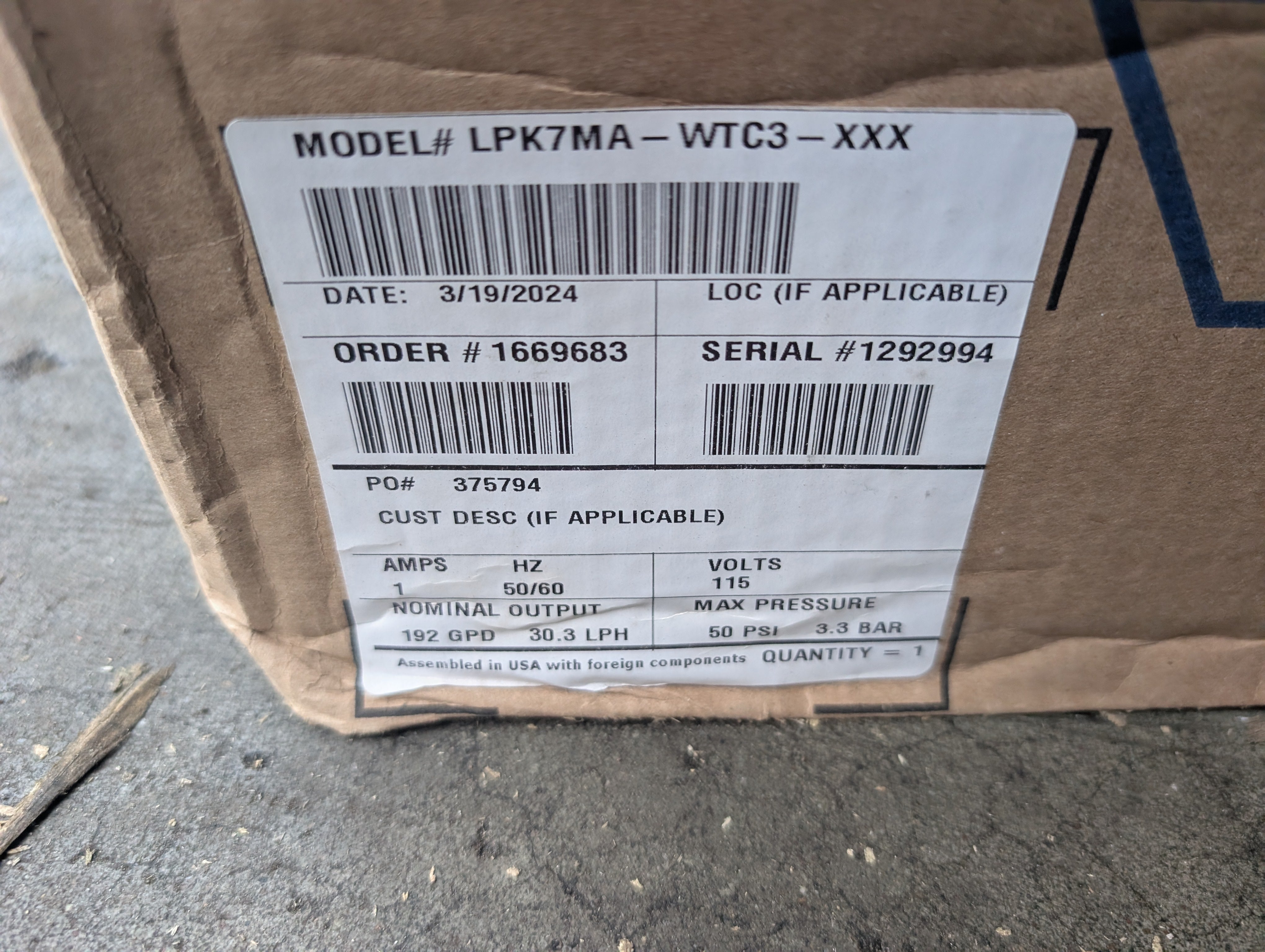 Pulsafeeder LPK7MA-WTC-3-XXX Pulsatron Series E Plus Pump 115V New